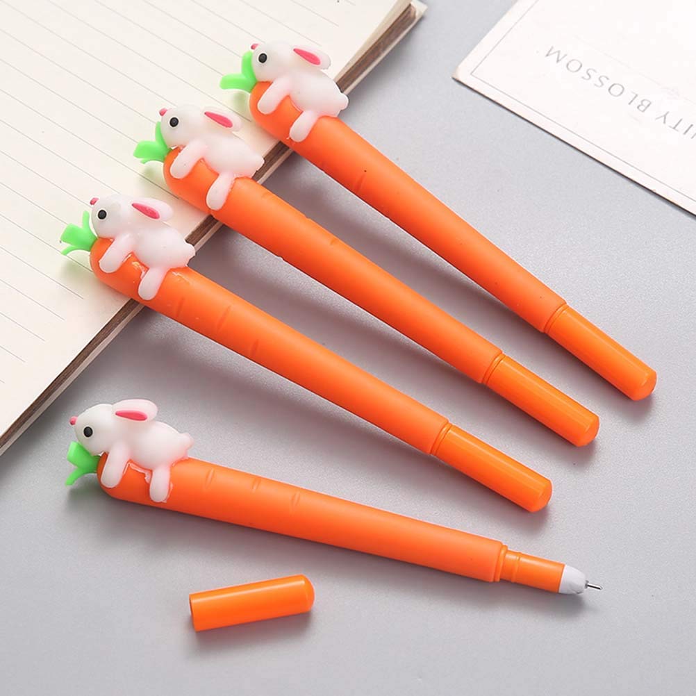 BinaryABC Carrot Bunny Rabbit Gel Ink Pens - 5Pcs Set, Cute Easter Gifts & Party Decorations for Kids, Office, School Supplies, and Spring Festival Celebrations