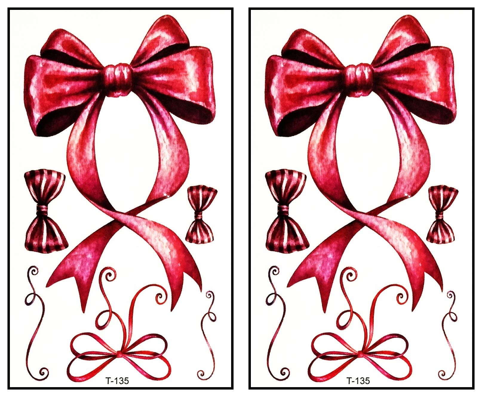 Pink Bow Ribbon Mini Tattoos - Waterproof Temporary Stickers for Party & Fashion