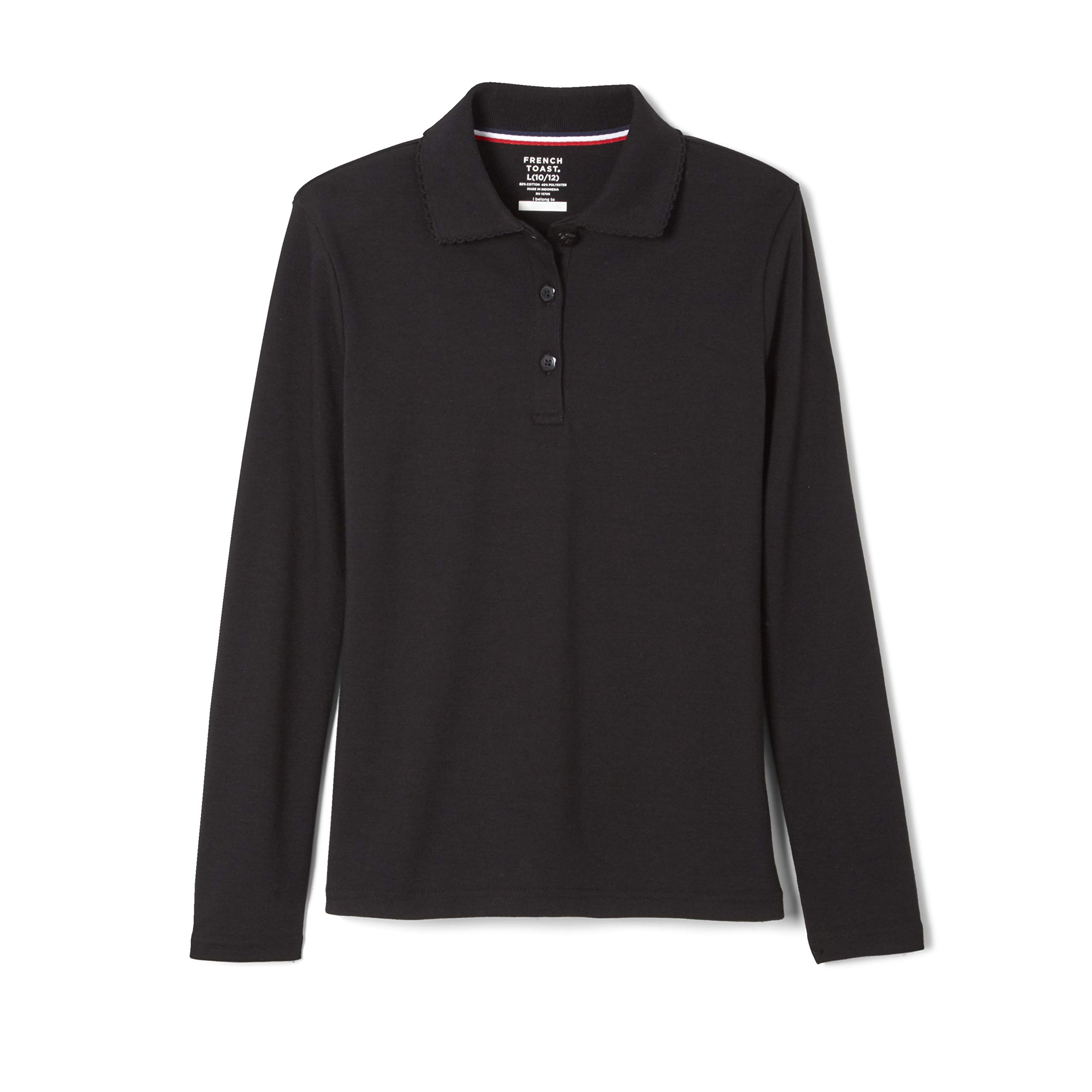 French Toast Girls' Long Sleeve Polo Shirt with Picot Collar - School Uniform (Standard & Plus Sizes) | Perfect for School Days, Dress Codes & Special Occasions