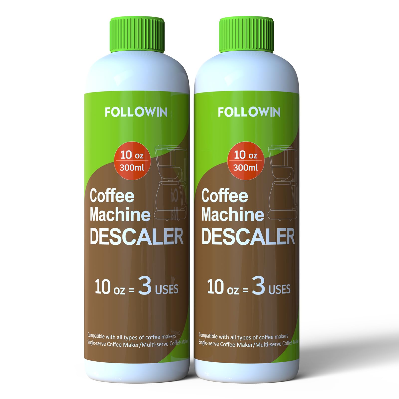 Premium Espresso Machine Cleaner & Descaler - 2 Pack (6 Uses) | Coffee Maker Cleaning Solution for Keurig, Nespresso & Drip Coffee Machines | Perfect for Home & Office Use