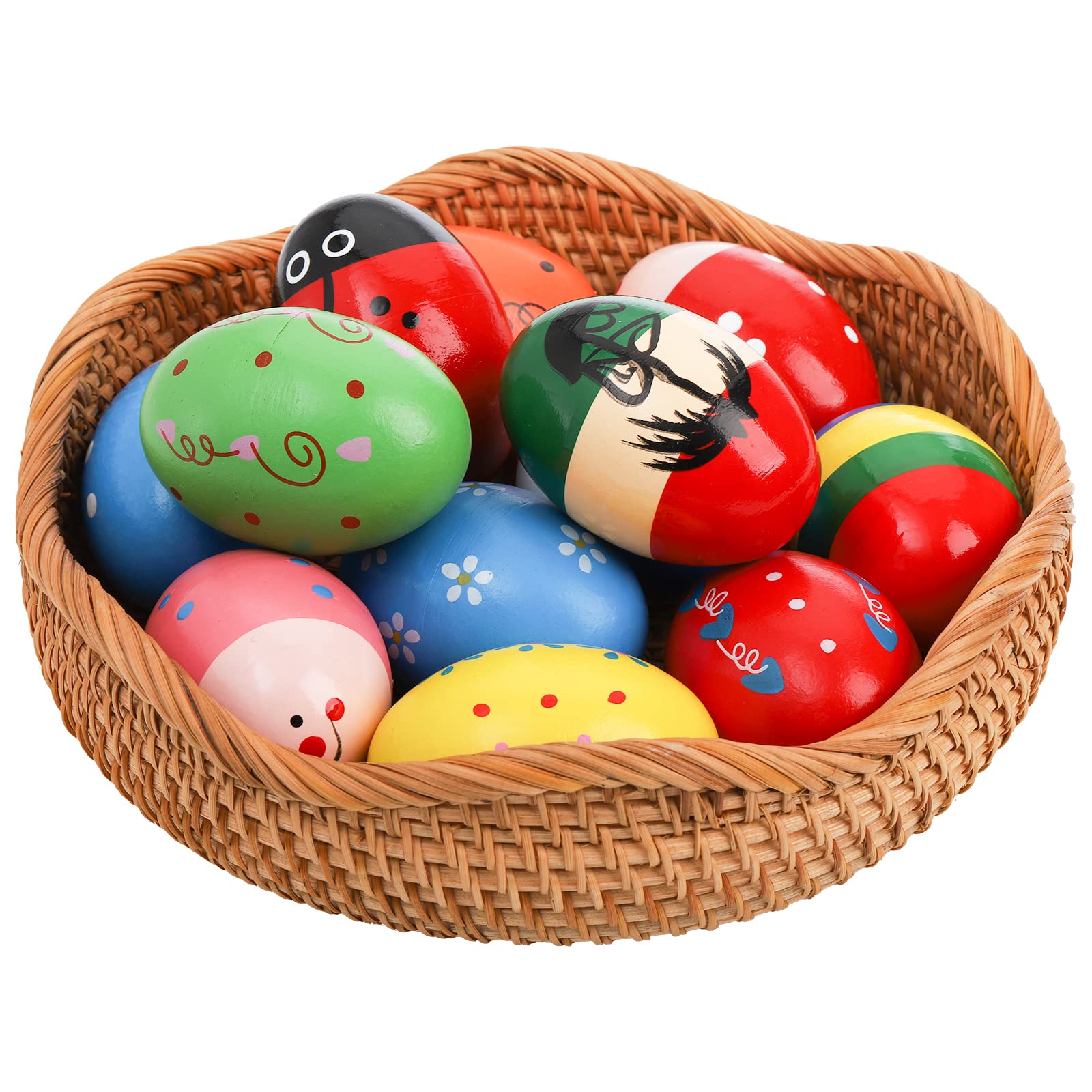 Peohud 24 Pack Wooden Egg Shakers - Colorful Maracas Percussion Musical Instruments for Kids & Toddlers - Easter Eggs Toys for Baby Music Learning & Early Childhood Development - Perfect for Classroom, Birthday Parties & Family Music Time