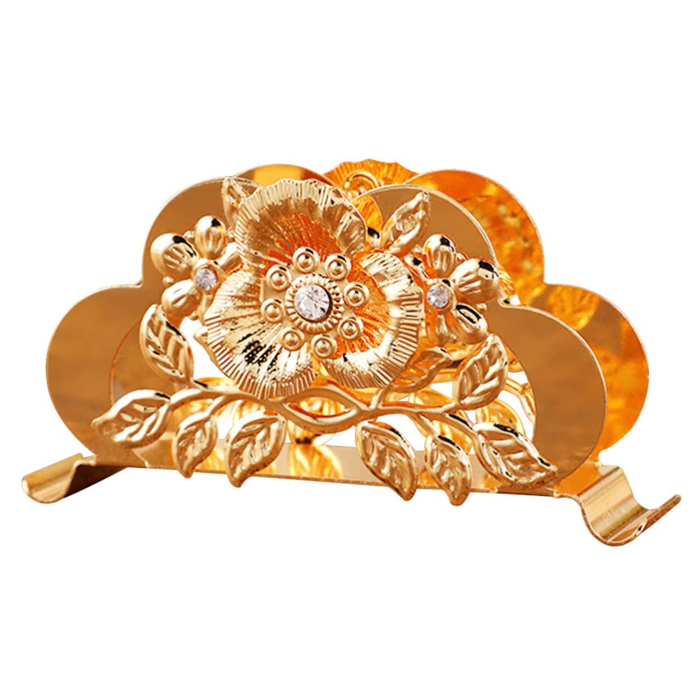 Golden Iron Art Napkin Holder - Stainless Steel Tissue Dispenser for Desk, Kitchen & Restaurant | Hemoton Desktop Paper Towel Holder for Home & Office Use