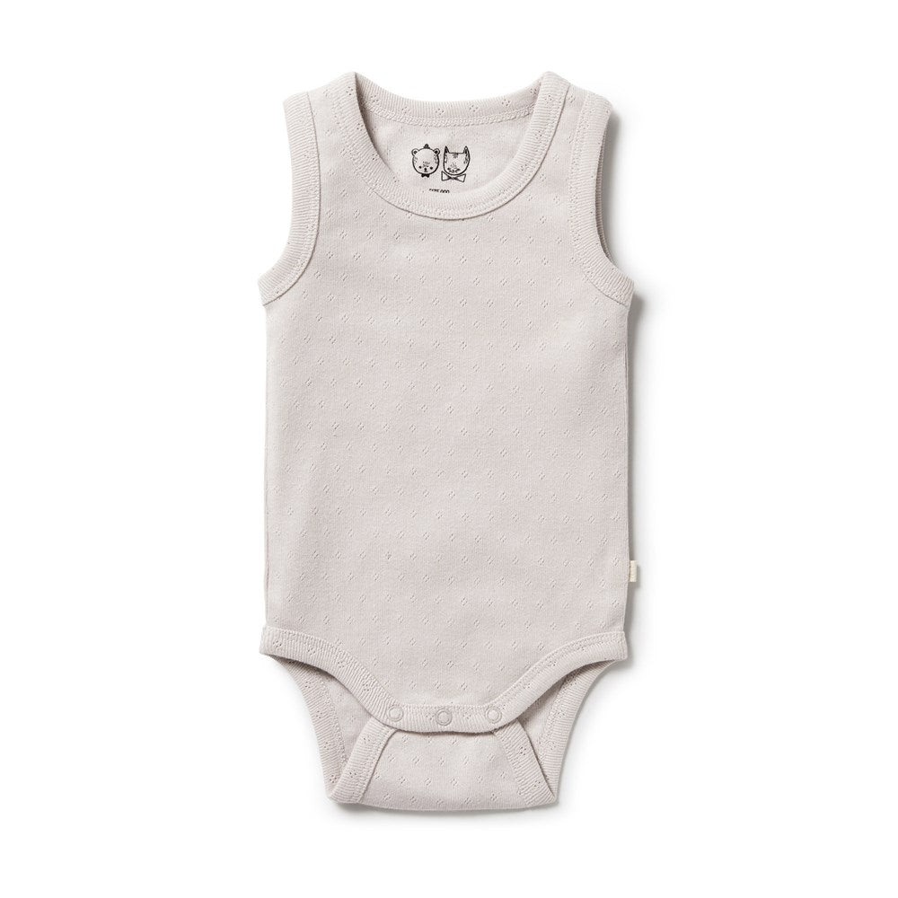 Organic Pointelle Singlet Bodysuit for Babies - Soft Cotton Onesie with Snap Closure - Perfect for Newborns, Infants & Toddlers - Ideal for Playtime, Sleepwear & Everyday Comfort