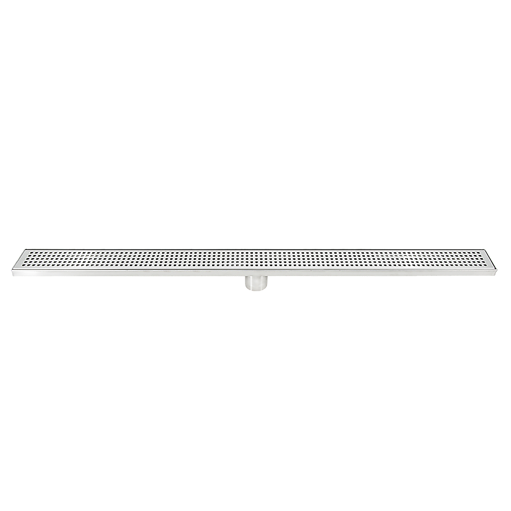 1000mm Stainless Steel Shower Drain Grate - Square Pattern with Center Outlet - Heavy Duty Bathroom Floor Waste for Wet Room & Shower Enclosure