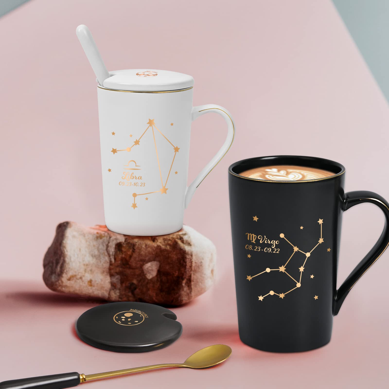 Virgo Zodiac Coffee Mug - 14oz Black Constellation Astronomy Cup with Gift Box | Perfect Virgo Birthday Gifts for Women, Girls, Teens & Friends | Ideal for Horoscope Lovers, Office Use, Home Decor & Coffee Enthusiasts