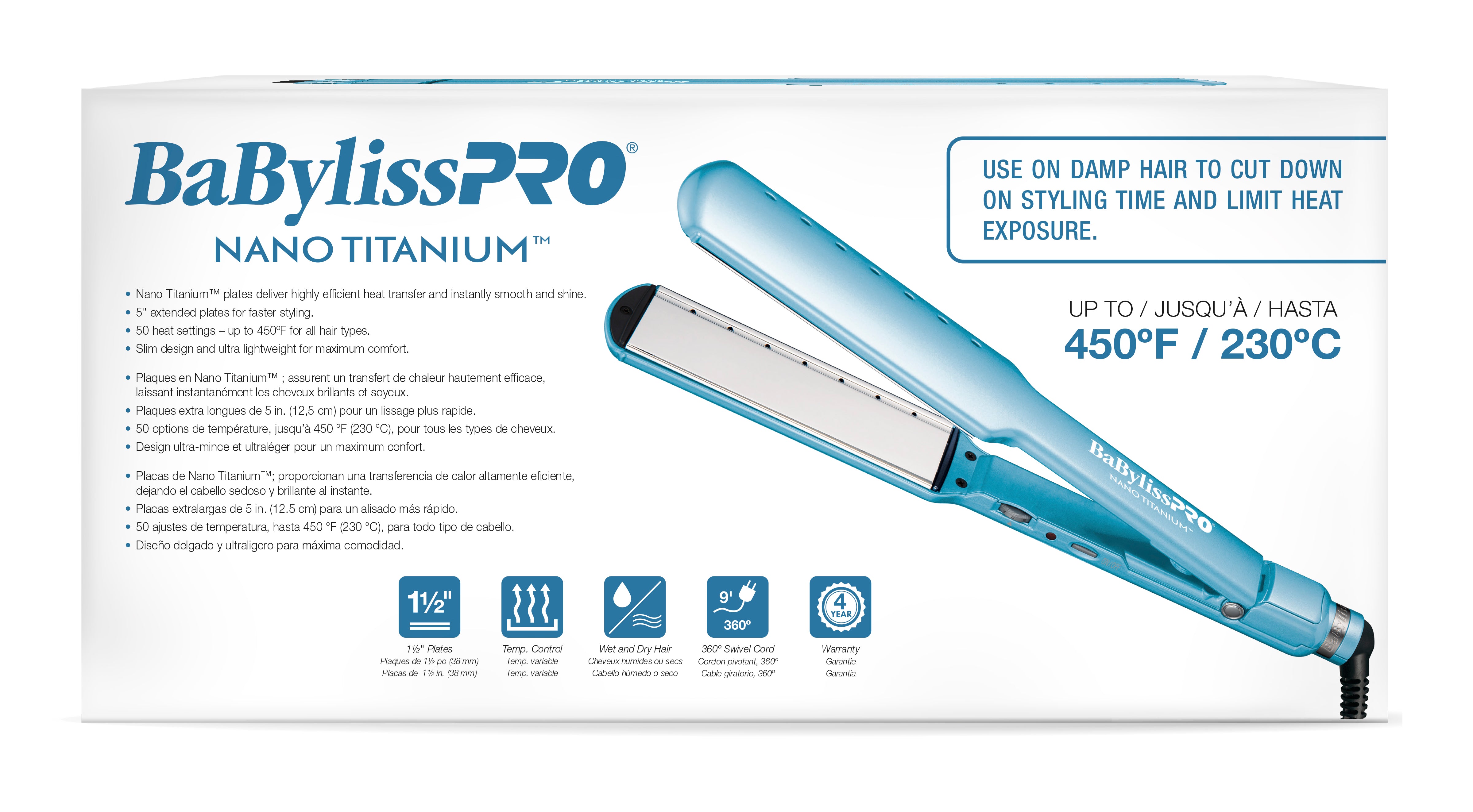 BaByliss Pro Ultra Thin Vented Straightening Iron - 1.5 Inch Blue Titanium Flat Iron for Smooth & Frizz-Free Hair - Perfect for Salon Styling & Home Use