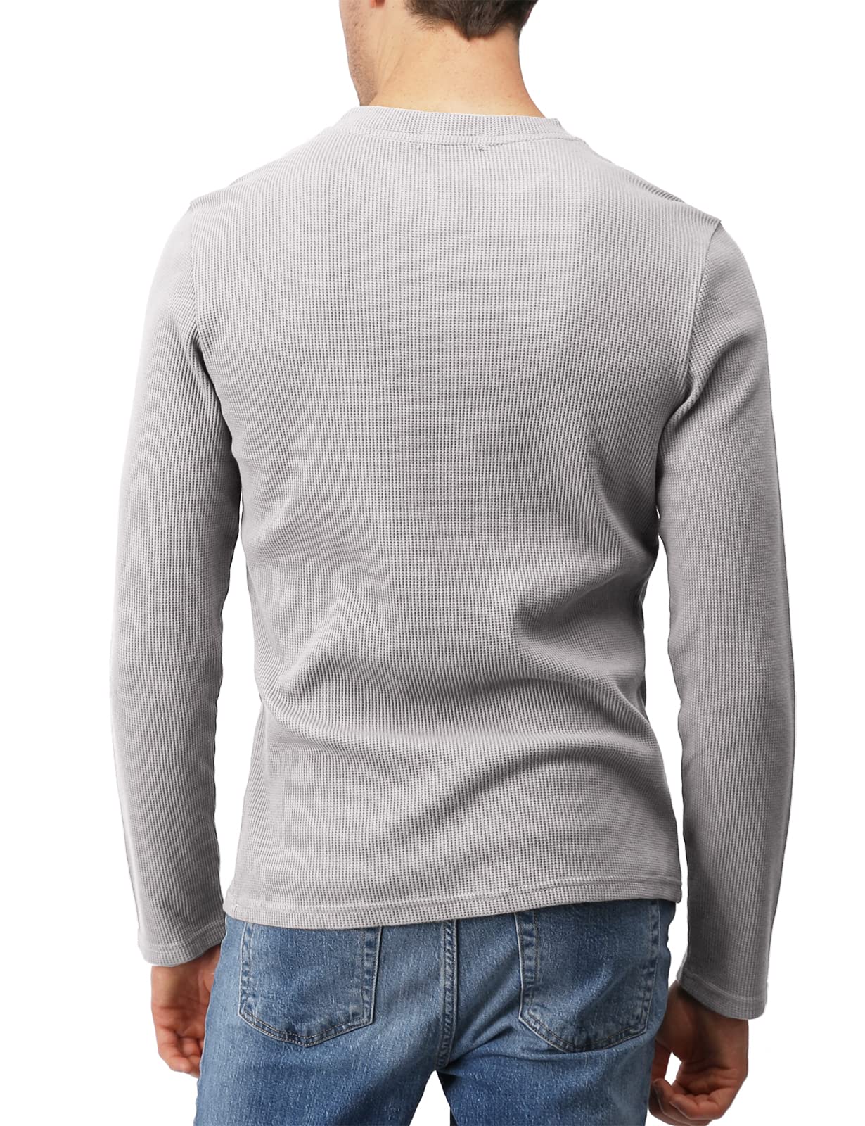 H2H Men's Casual Slim Fit Henley Cotton Shirts Long Sleeve Lightweight Waffle Fabric - Comfortable Everyday Wear for Work, Dating & Outdoor Activities