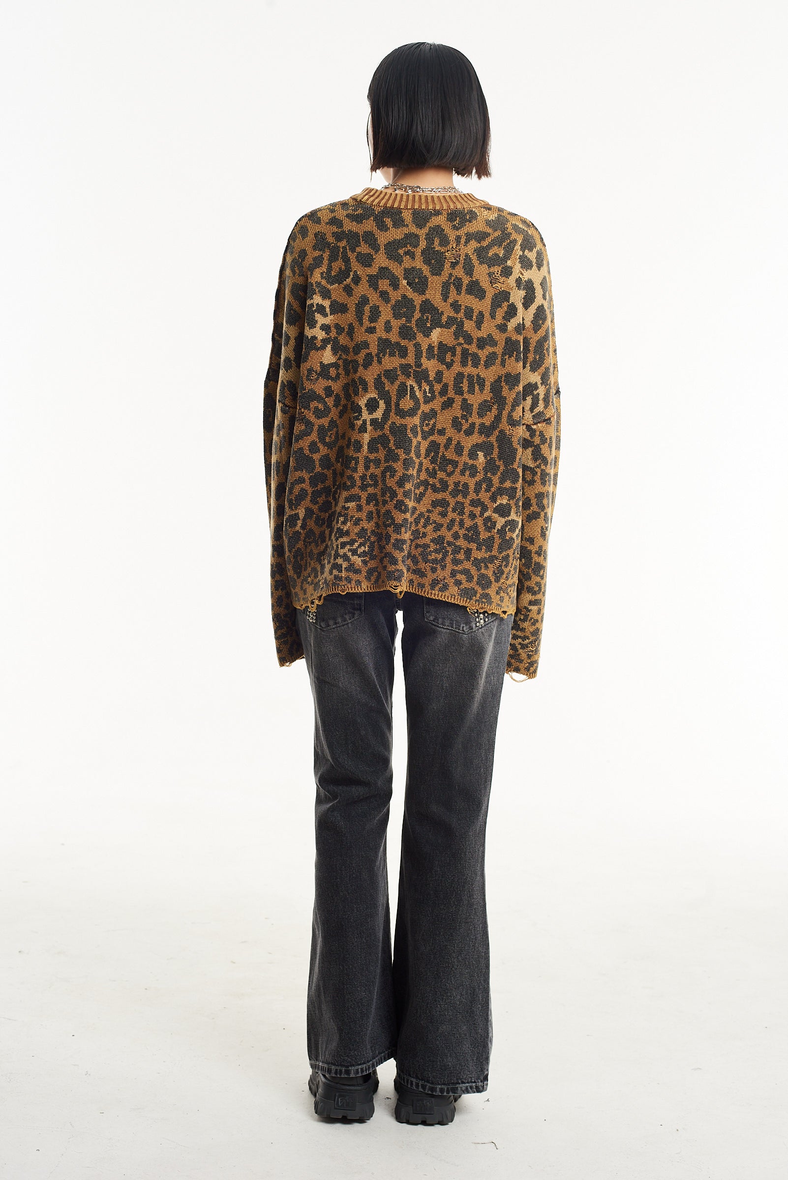 Tina Leopard Print Knit Sweater for Women - Stylish Animal Print Pullover for Casual Wear, Office Outfits & Date Nights