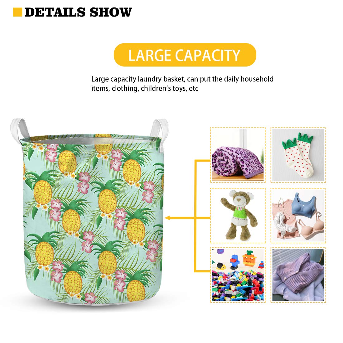 WELLYHOM Foldable Large Laundry Hamper Basket for Kids & Teens - Basketball Themed Dirty Clothes & Toys Storage Bin with Handles - Perfect for Bedroom, Bathroom, Nursery & Playroom Organization