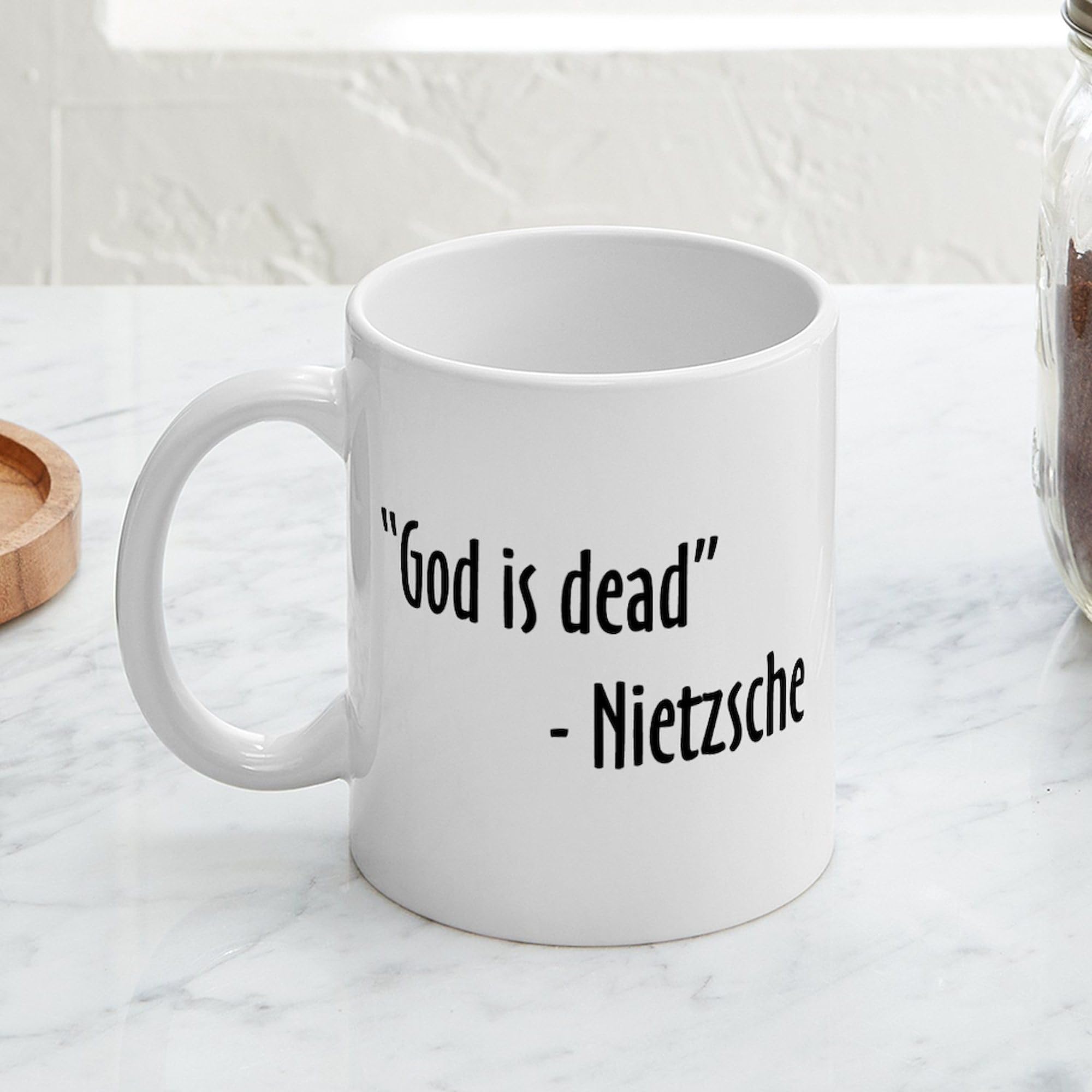 Nietzsche and God Are Dead 11 oz (325 ml) Ceramic Coffee Mug - Funny Philosophy Quote Mug for Coffee Lovers, Office Humor Gift, Perfect for Home, Office & College Use