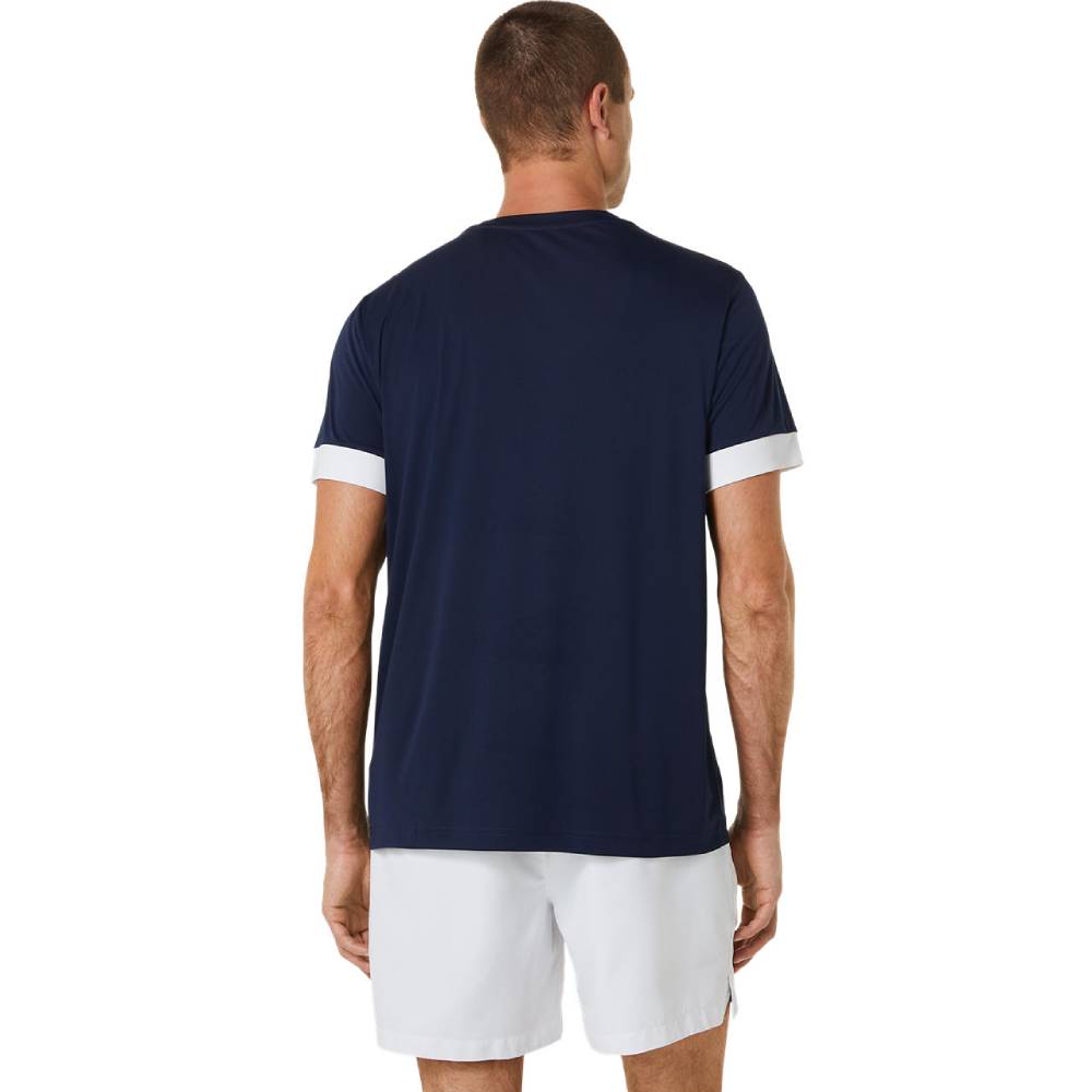 ASICS Men's Performance Tennis Polo Shirt - Breathable Quick-Dry Short Sleeve Top for Court Sports (Navy/White) | Ideal for Tennis, Pickleball & Casual Wear