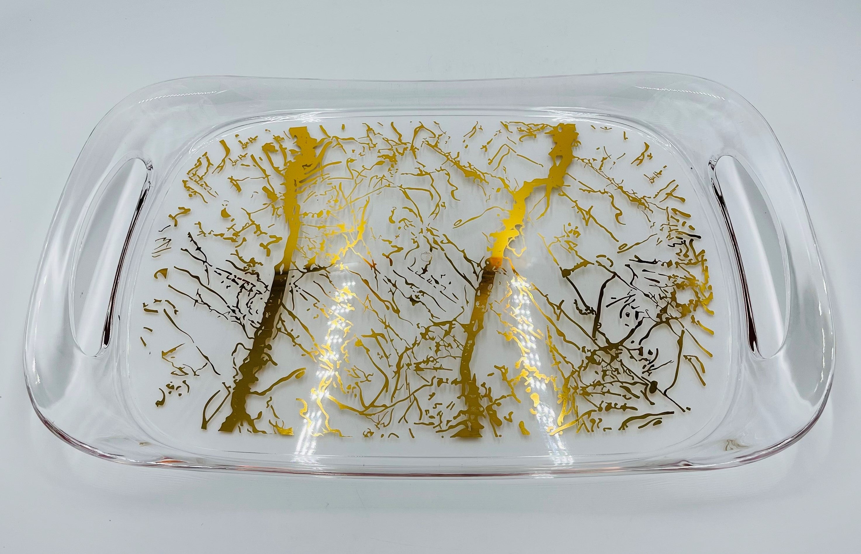 18x12.75 Inch Clear Marble Melamine Serving Tray - Large Durable Plastic Tray for Party, Dining, and Home Decor