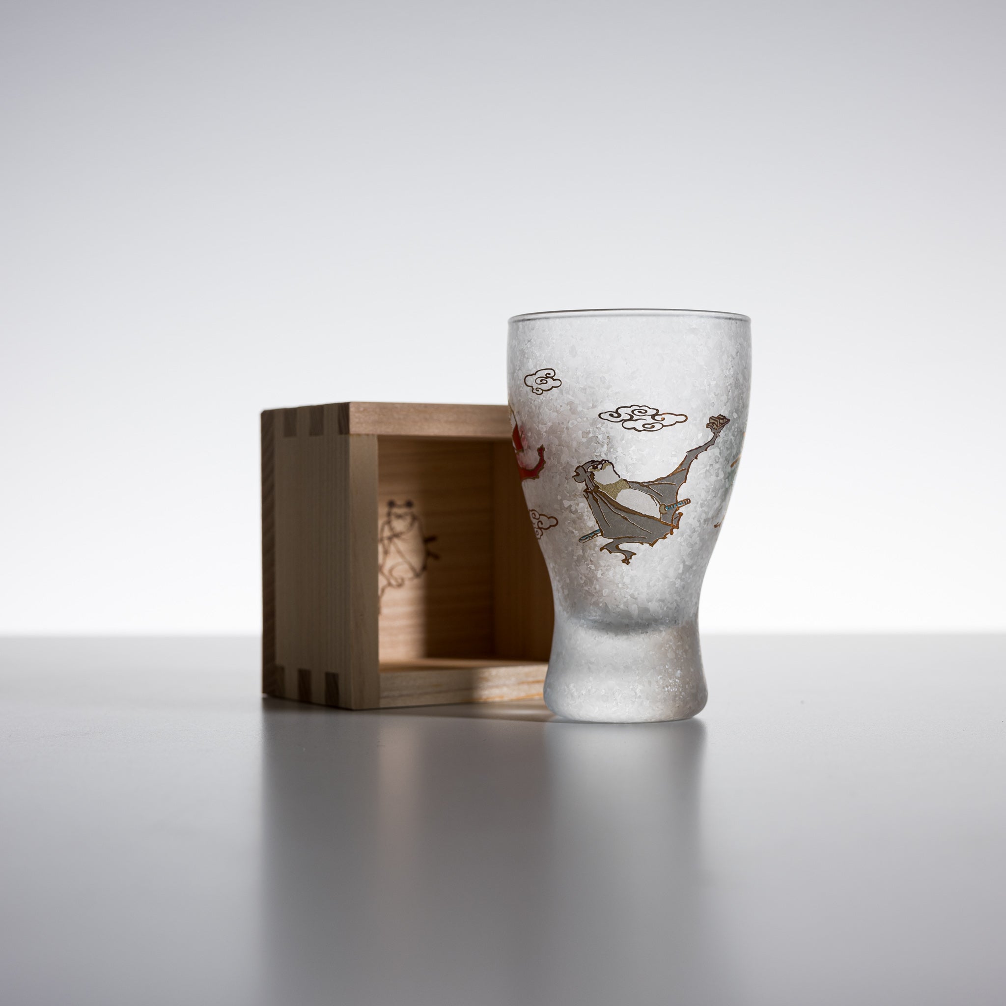 Lucky Animals Masuzake Sake Cup with Wooden Masu Box - Traditional Japanese Drinking Set for Sake, Tea & Cocktails - Perfect for Home Bars, Gifts & Asian-Themed Parties