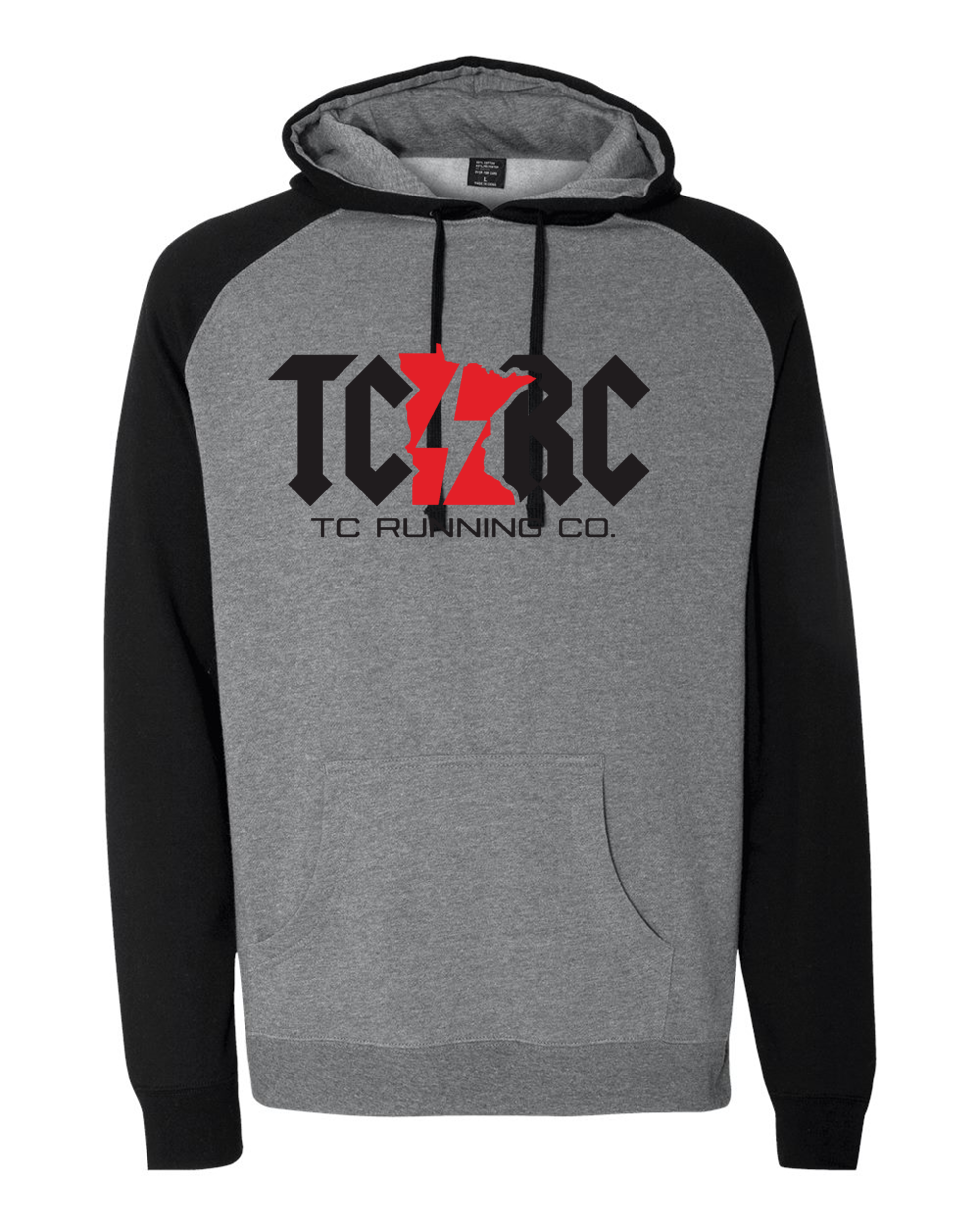 TCRC Raglan Hoodie for Men & Women - Soft Cotton Blend Pullover with Hood (Gunmetal Heather/Black) - Perfect for Casual Wear, Gym, and Outdoor Activities