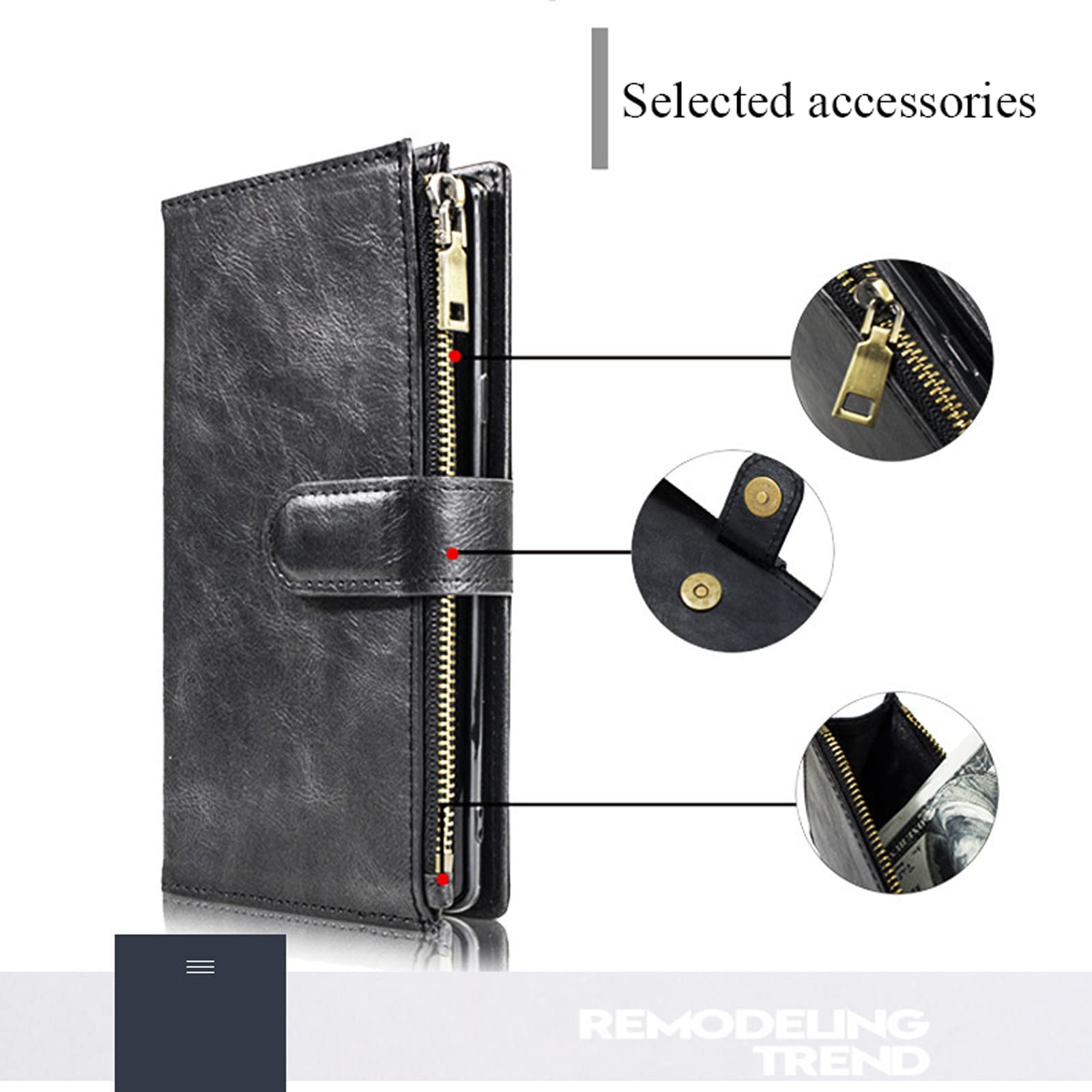 Premium Detachable 2-in-1 PU Leather Wallet Case for iPhone 14 Pro Max - Magnetic Clasp with Card Slots | Slim Protective Phone Cover (Black) | Perfect for Business, Travel & Everyday Use