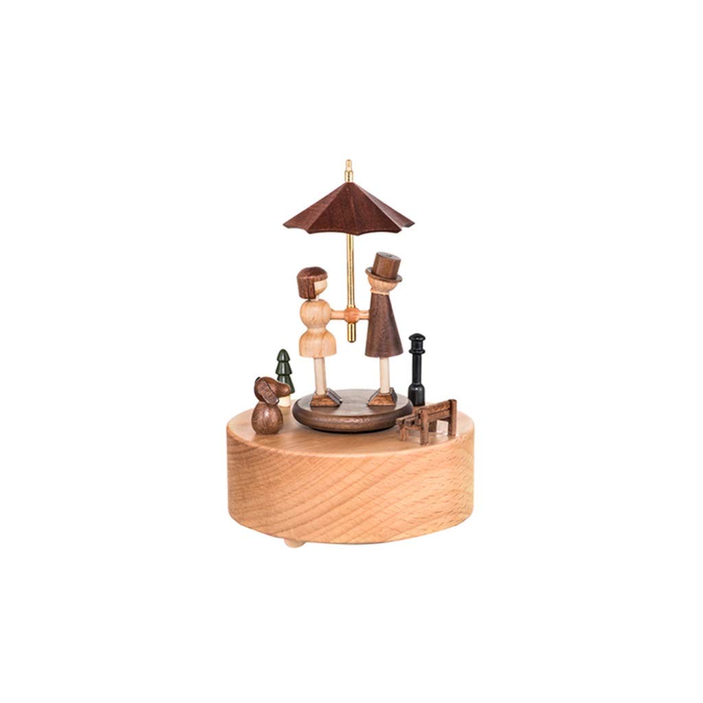 Custom Wooden Music Box Carousel with Red Umbrella - Vintage Retro Musical Gift for Birthday, Home Decor & Collectible | Perfect for Anniversaries, Weddings & Nursery Room Decorations