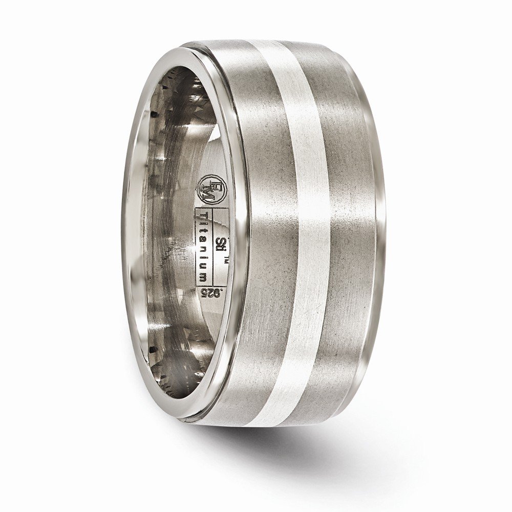 Titanium & 925 Sterling Silver Men's Wedding Band Ring - 10mm Classic Plain Design for Men - Perfect for Engagement, Anniversary, and Everyday Wear