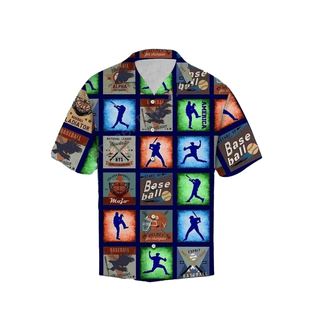 **Men's Hawaiian Shirts Short Sleeve Button Down - Baseball Player Print Casual Shirt for Sports Lovers - Perfect for Beach, Vacation, and Summer Outfits**
