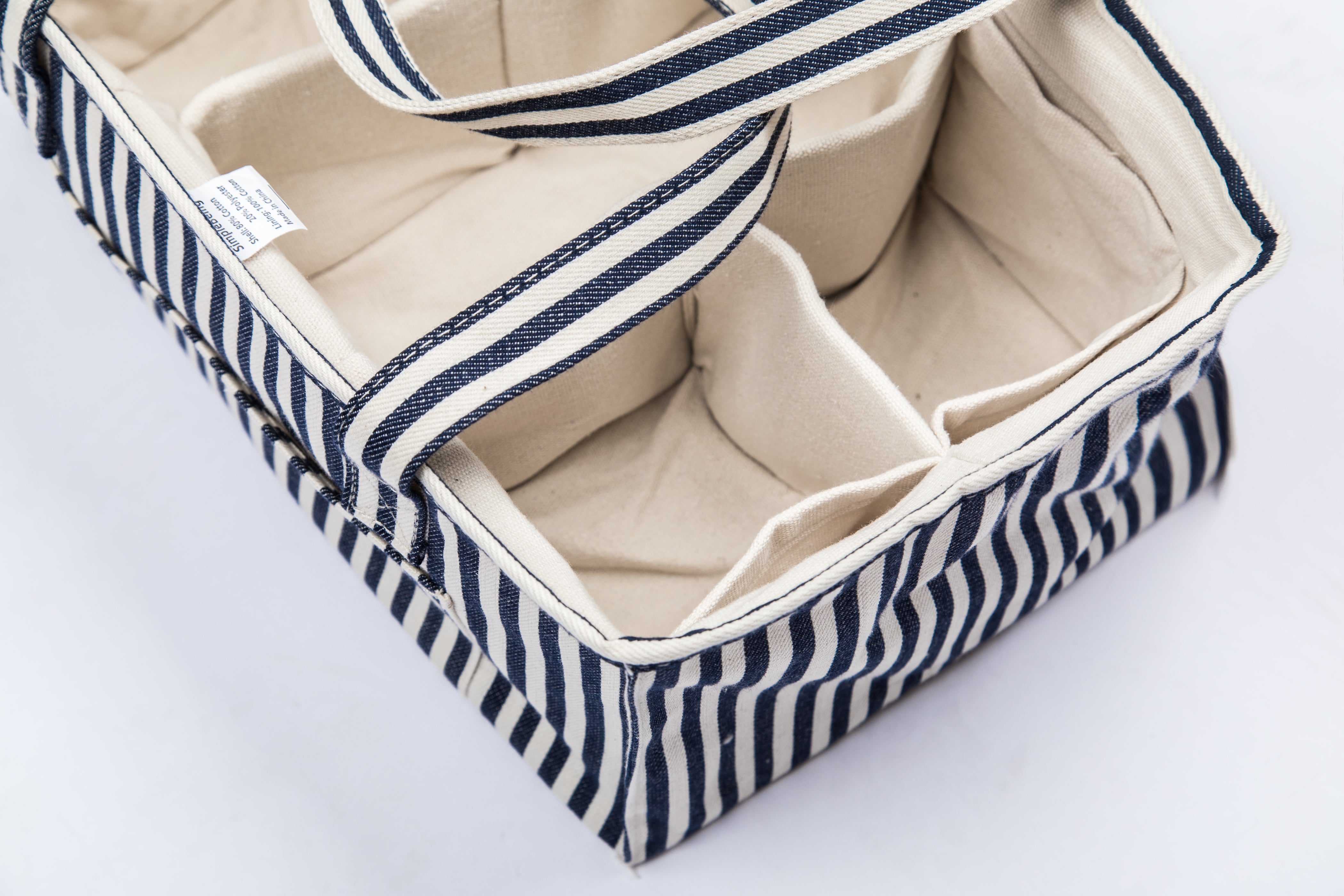 Simple Being Diaper Caddy Organizer - Blue Stripe Baby Essentials Storage for Nursery, Changing Table & On-the-Go | Perfect for Diapers, Wipes & Baby Care Items