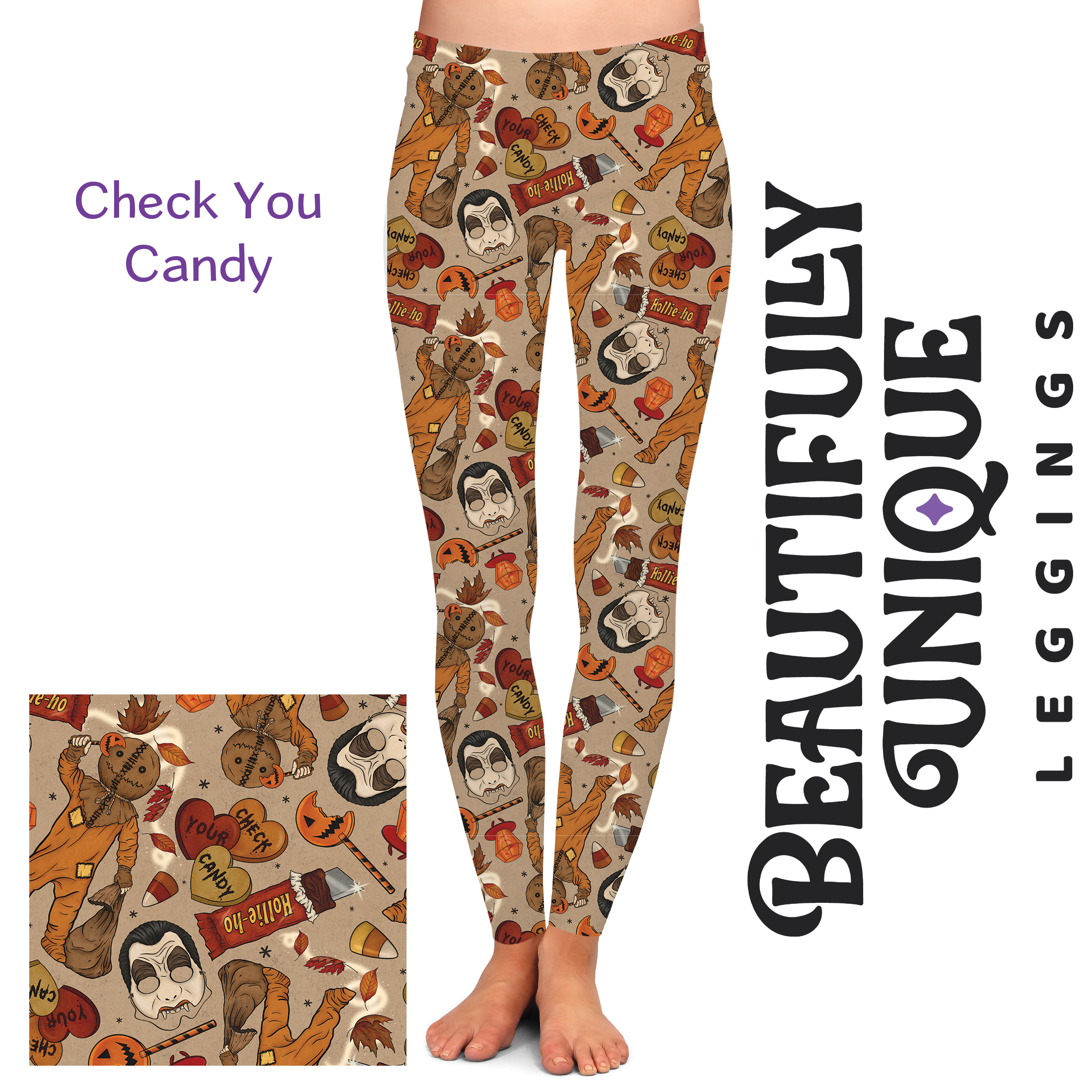 Premium High-Waisted Yoga Leggings for Women - Check Your Candy (Semi Exclusive) - Comfortable & Stretchy Workout Pants for Running, Gym & Lounge Wear