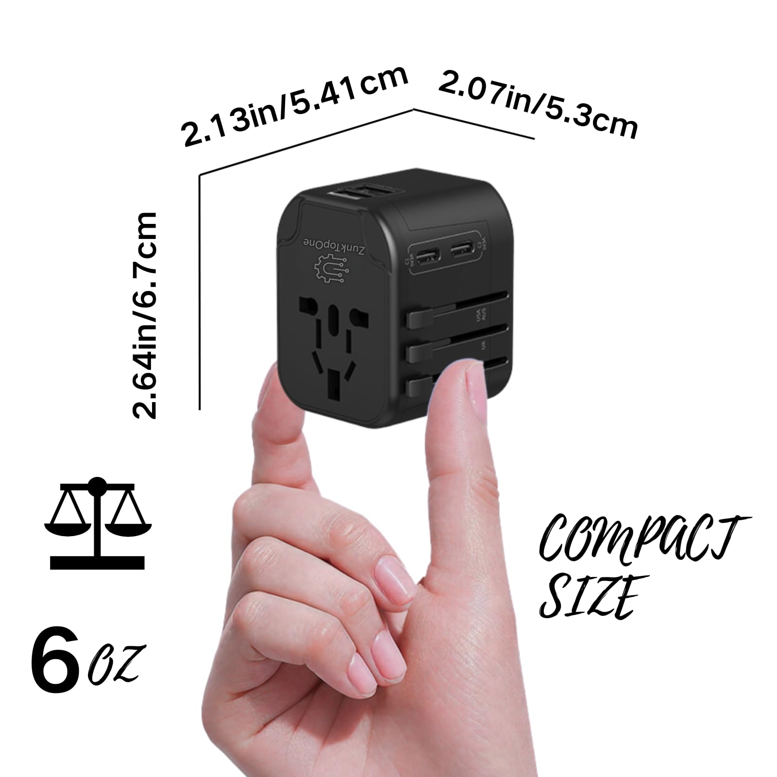 Universal Travel Adapter with 2 USB-C & 2 USB-A Ports - Perfect Gift for Couples, Girlfriend, Boyfriend, Wife, Husband - Funny White Elephant Get Well Soon Gifts for Mom, Men, Teens & Adults - Ideal for Travel, Home, Office & Daily Charging Needs