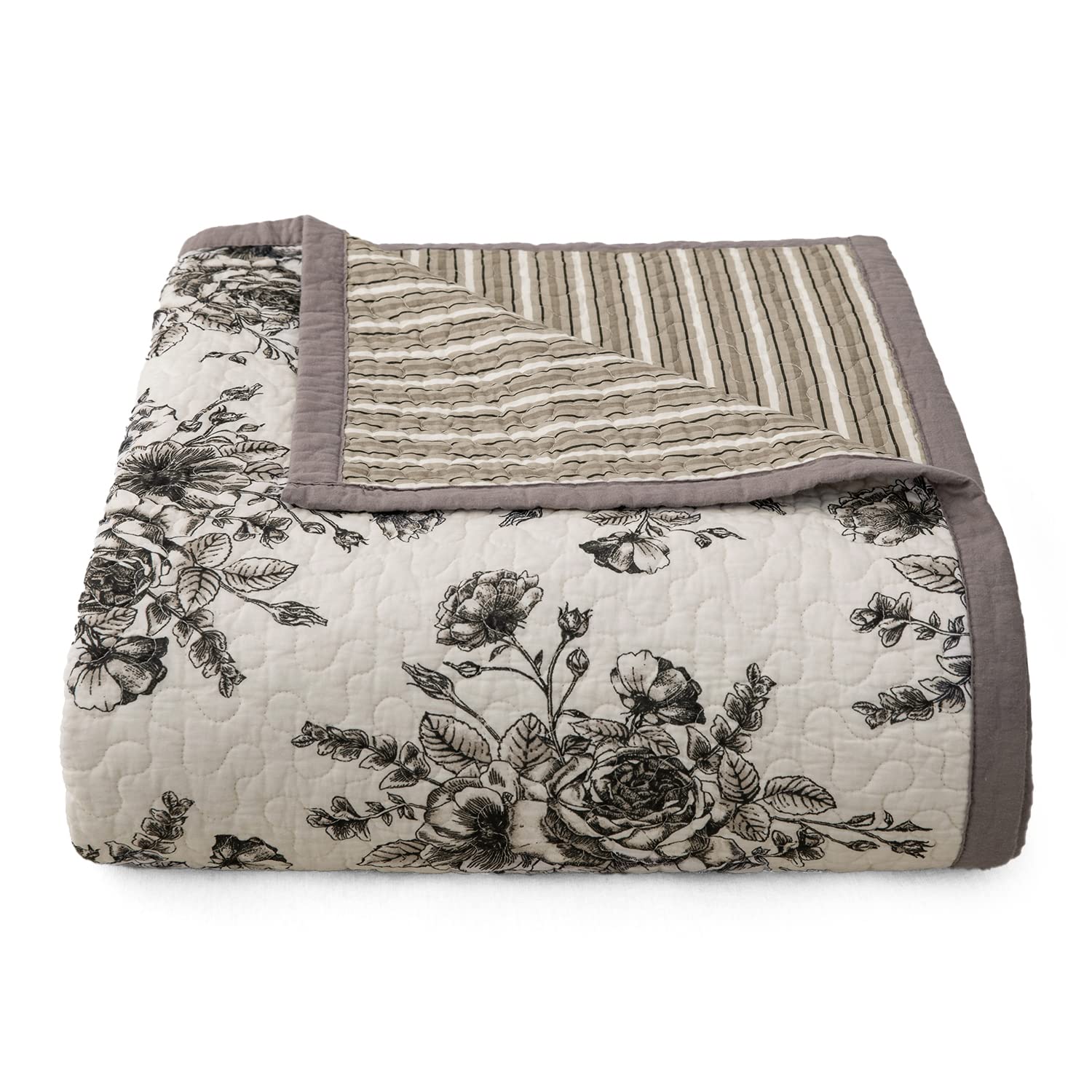 HiEnd Accents Lyla 3-Piece Reversible Floral Cotton Quilt Set with Pillow Shams - Super Queen Size, Luxury Farmhouse Bedding for Romantic Bedroom Decor | Perfect for Master Bedrooms, Guest Rooms & Cozy Farmhouse Styling