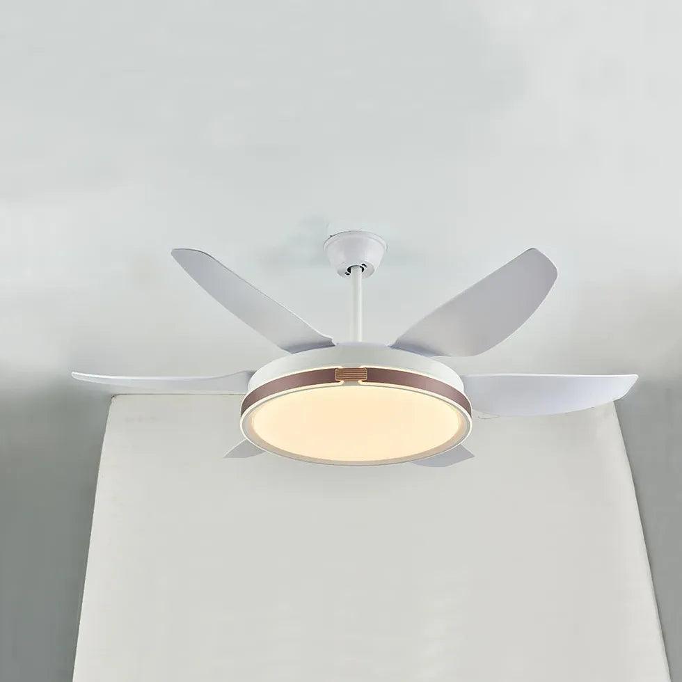 Modern White Metal LED Ceiling Fan with Light - Energy Efficient Cooling & Stylish Lighting for Living Room, Bedroom, or Office