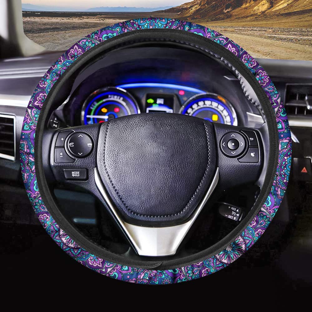 Elegant Red Roses Print Car Seat Covers Set for Women - 10-Piece Full Set Includes Steering Wheel Cover, Armrest Cover, Seat Belt Covers & Floor Mats | Perfect for Sedans, SUVs & Daily Commuting