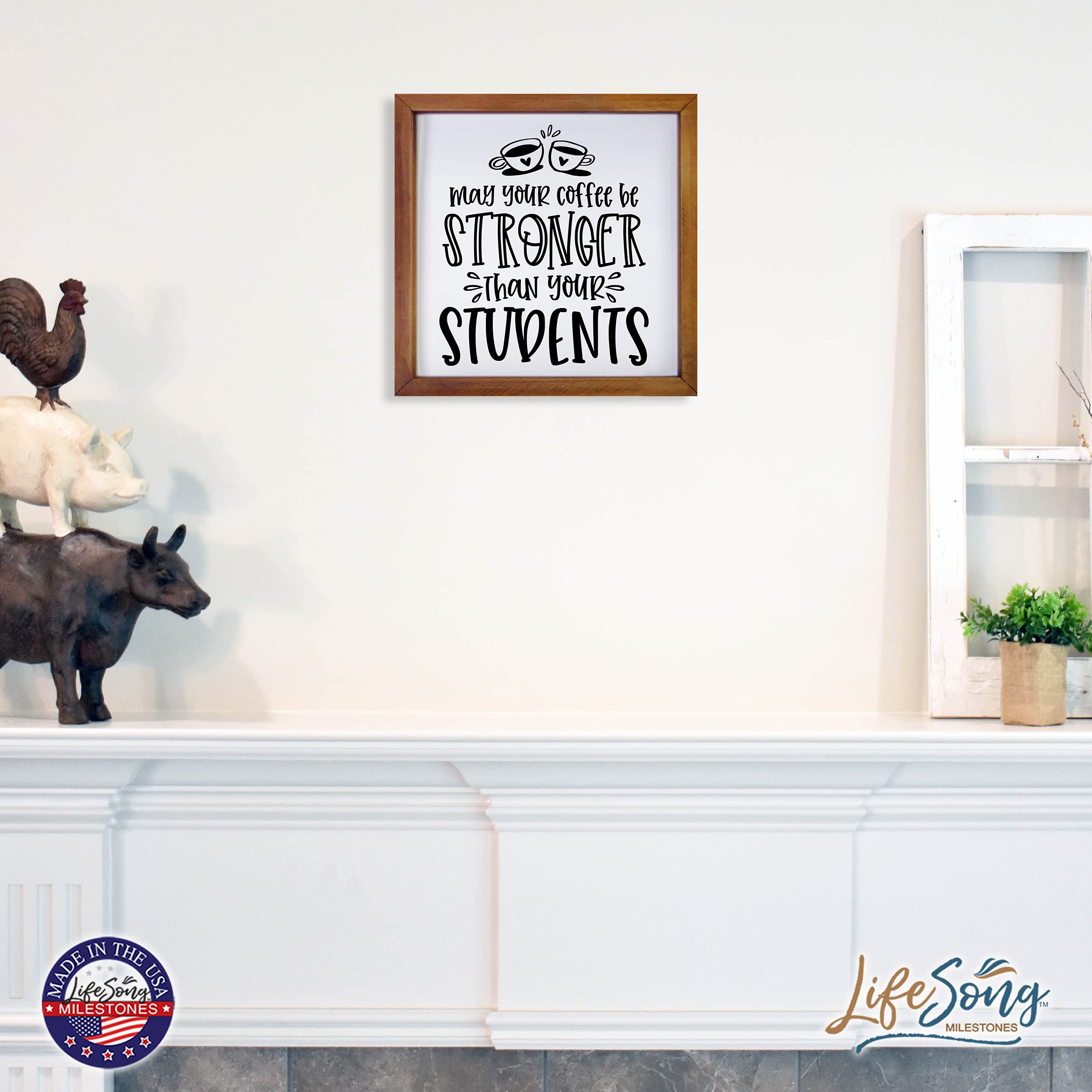 LifeSong Milestones Custom Inspirational Wooden Wall Art - 7x7 Framed Shadow Box with Modern Quotes, Perfect for Home Office Decor & Thoughtful Gifts (Walnut) | Ideal for Living Room, Bedroom or as Motivational Office Wall Art