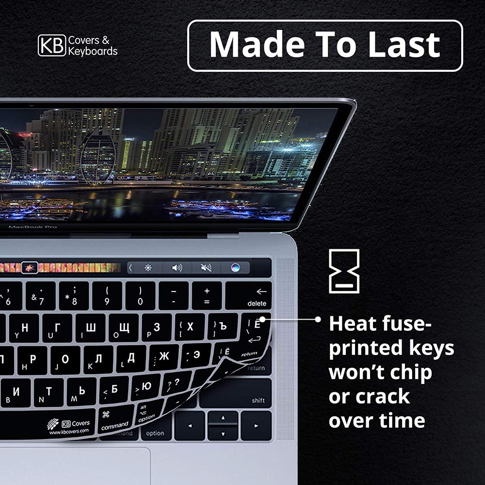 KB Covers Russian Keyboard Cover for 13” MacBook Pro 2016-2023 & 12” MacBook 2015-2019 | Ultra Thin Silicone Skin Protector - Dust, Water & Dirt Resistant | Perfect for Travel, Office & Home Use