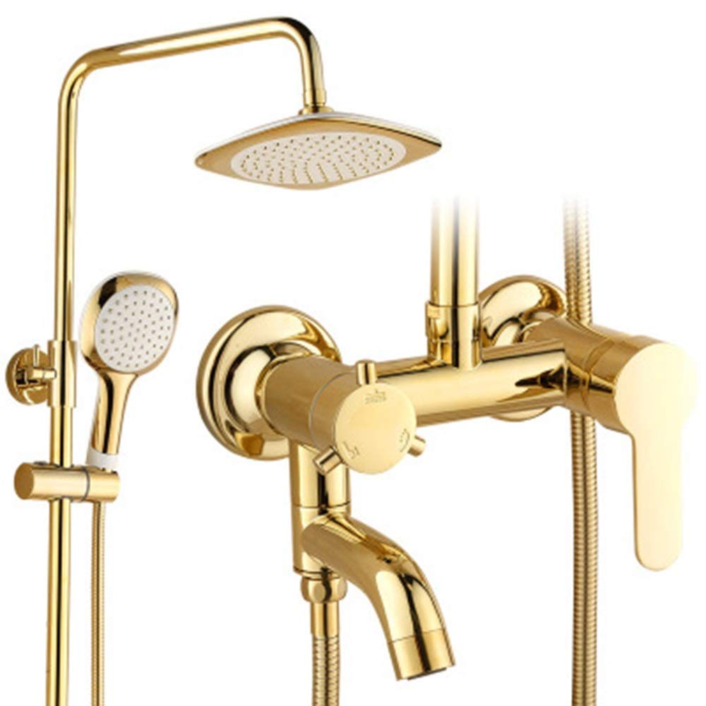 Premium Gold-Plated 3-Way Shower Faucet Set - Anti-Rust Copper Bathroom Showerhead with Multiple Spray Modes for Luxurious Spa-Like Experience at Home