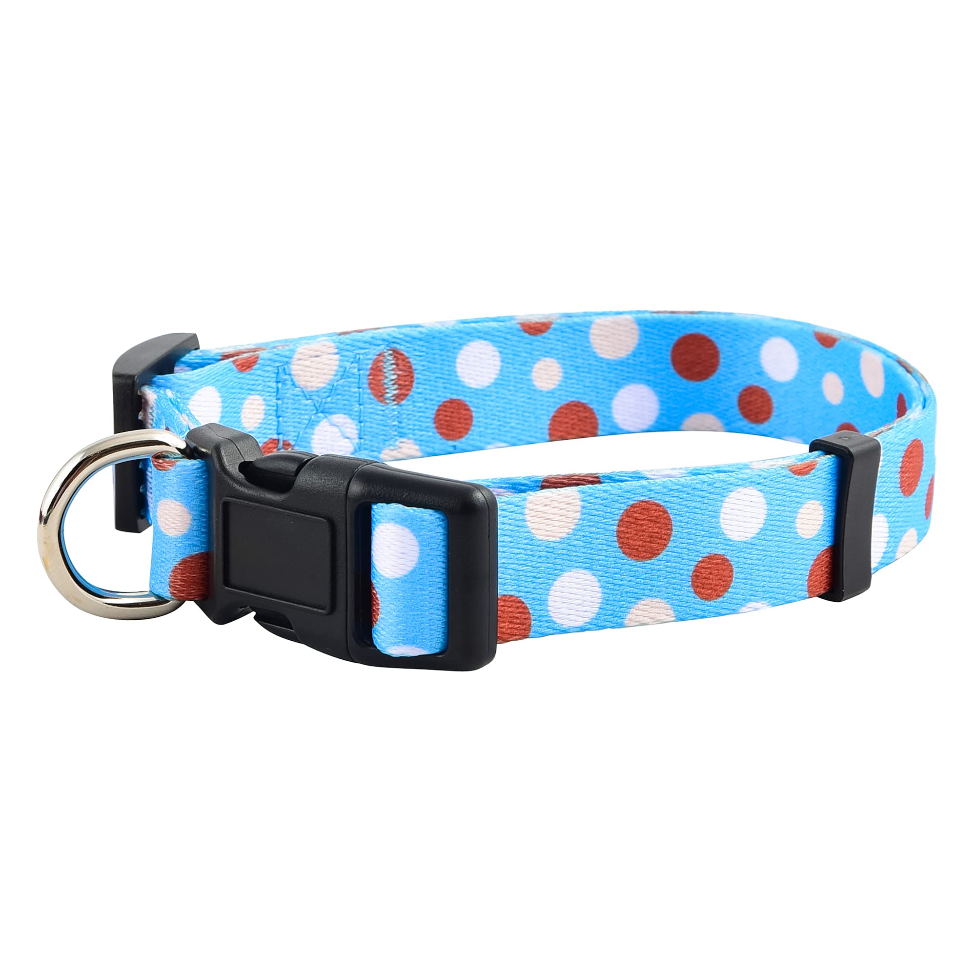 Native Pup Polka Dot Dog Collar - Adjustable Pet Collar for Small, Medium & Large Dogs - Cute Fabric Design for Puppies & Adult Dogs - Perfect for Daily Walks, Training & Grooming