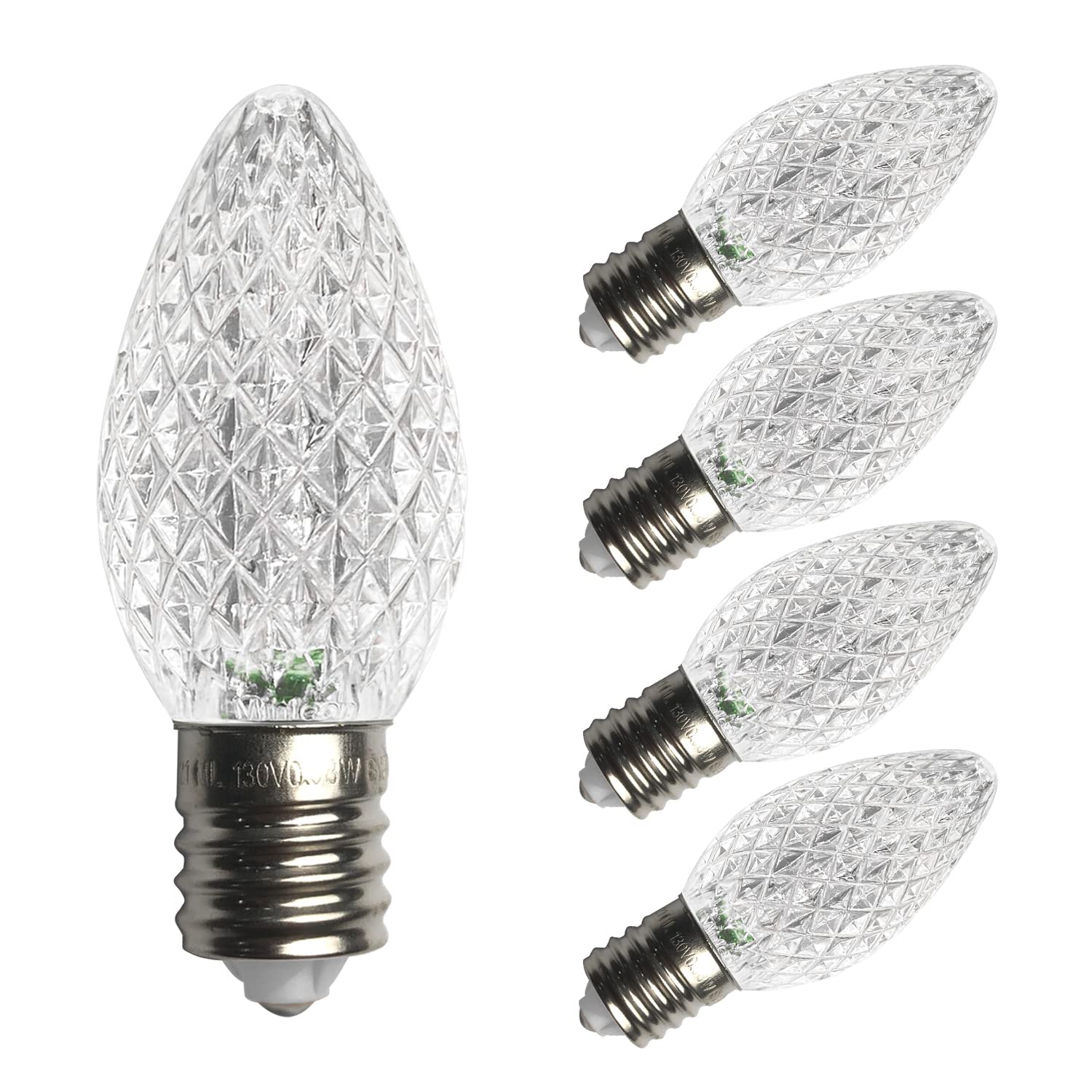 25 Pack C7 Christmas Lights Replacement Bulbs - 120V UL Certified Dimmable Cool White LED Bulbs for E12 Base | Perfect for Christmas Tree Lights, Indoor & Outdoor Holiday Decorations