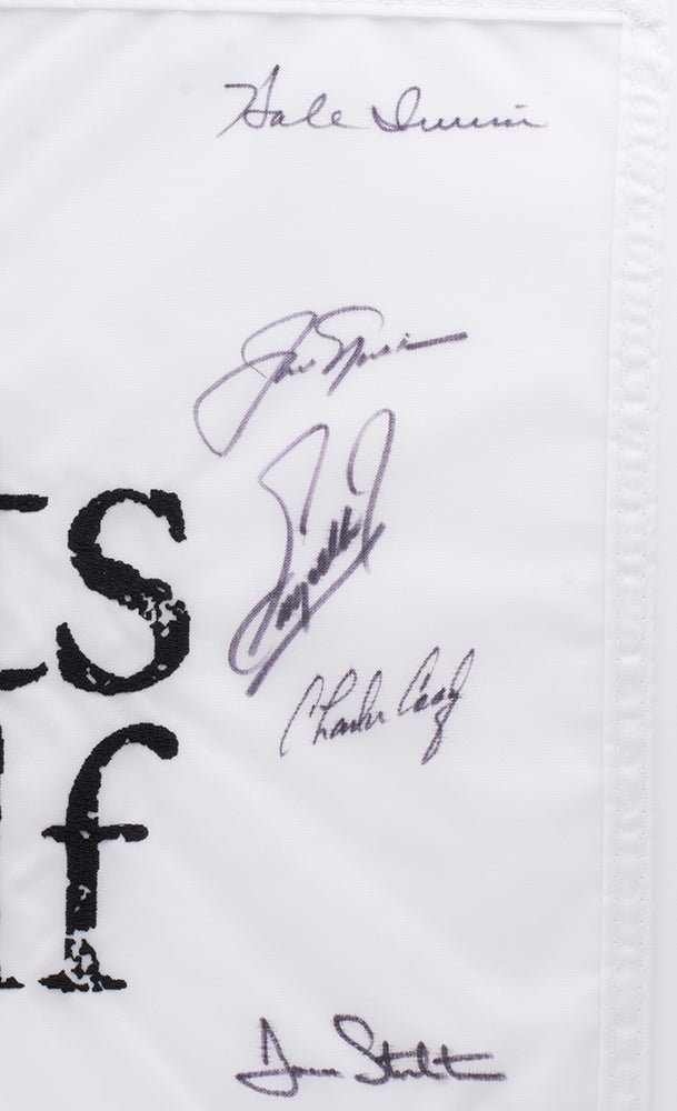 Authentic Multi-Signed Framed 3M Greats of Golf Flag with Jack Nicklaus & Gary Player Signatures +10 BAS LOA - Perfect for Golf Memorabilia Collectors & Man Cave Decor
