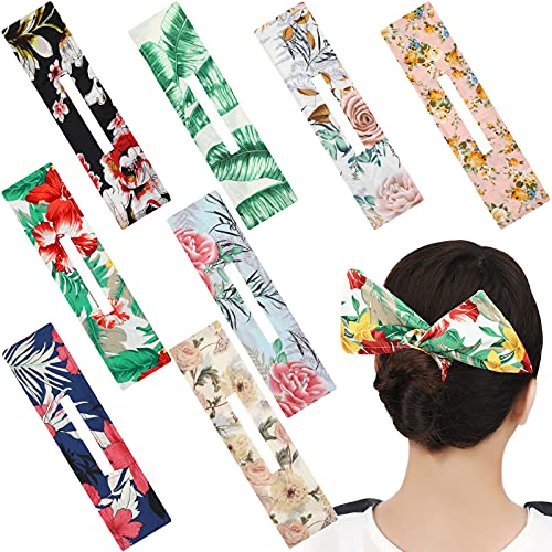 8-Piece Deft Bun Hair Donut Maker Set - French Twist Hairstyle Tool with Cloth Wrap for Women (Floral) - Perfect for Updos, Weddings & Everyday Styling