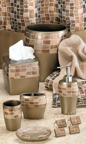 Premium Bronze Mosaic Stone Tumbler - Elegant Bathroom Accessory for Spa, Home Decor & Luxury Gifts