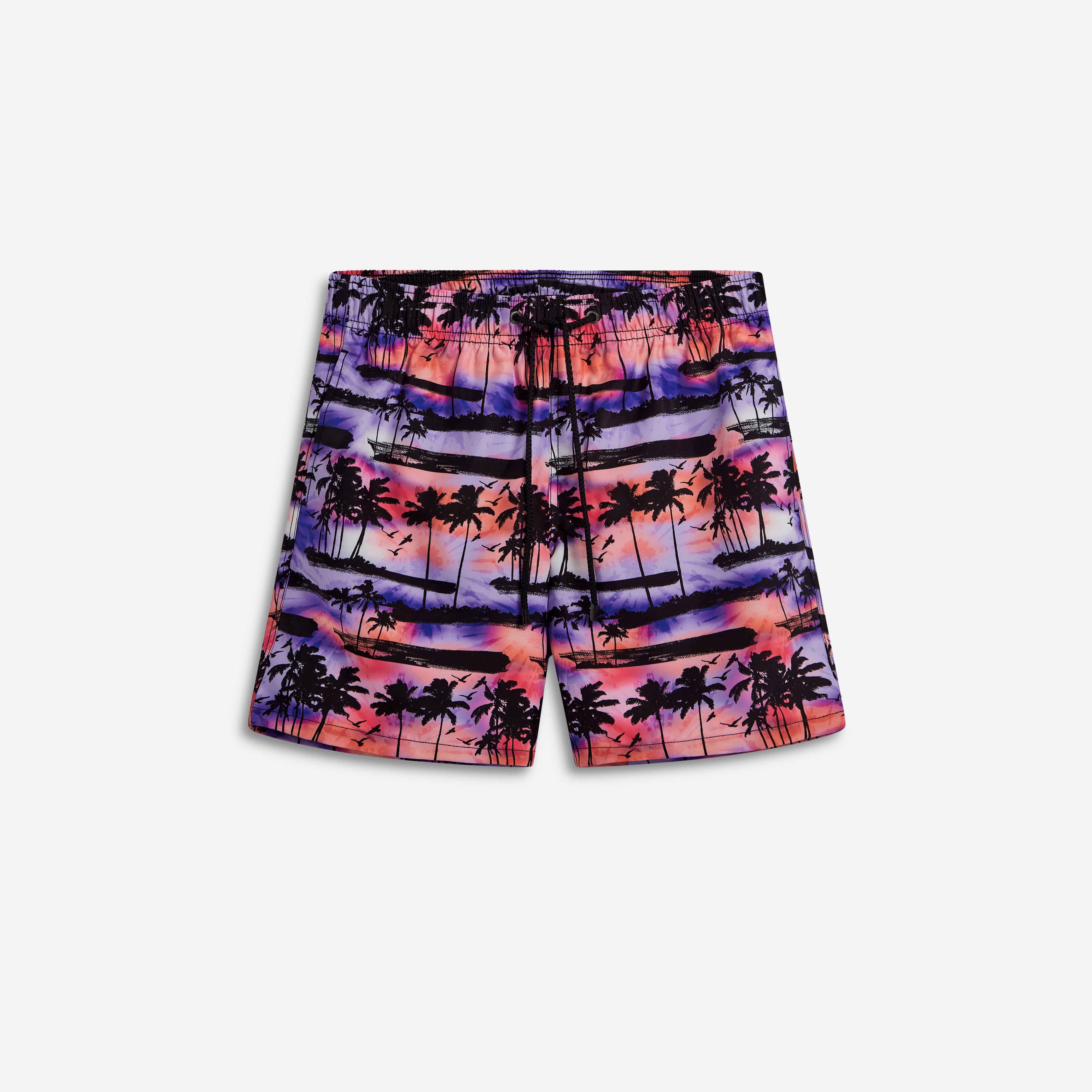 Stylish COSMO Palm Tree Print Swim Trunks for Men - Quick Dry Beach Shorts with Pockets - Perfect for Pool Party, Vacation & Summer Outings