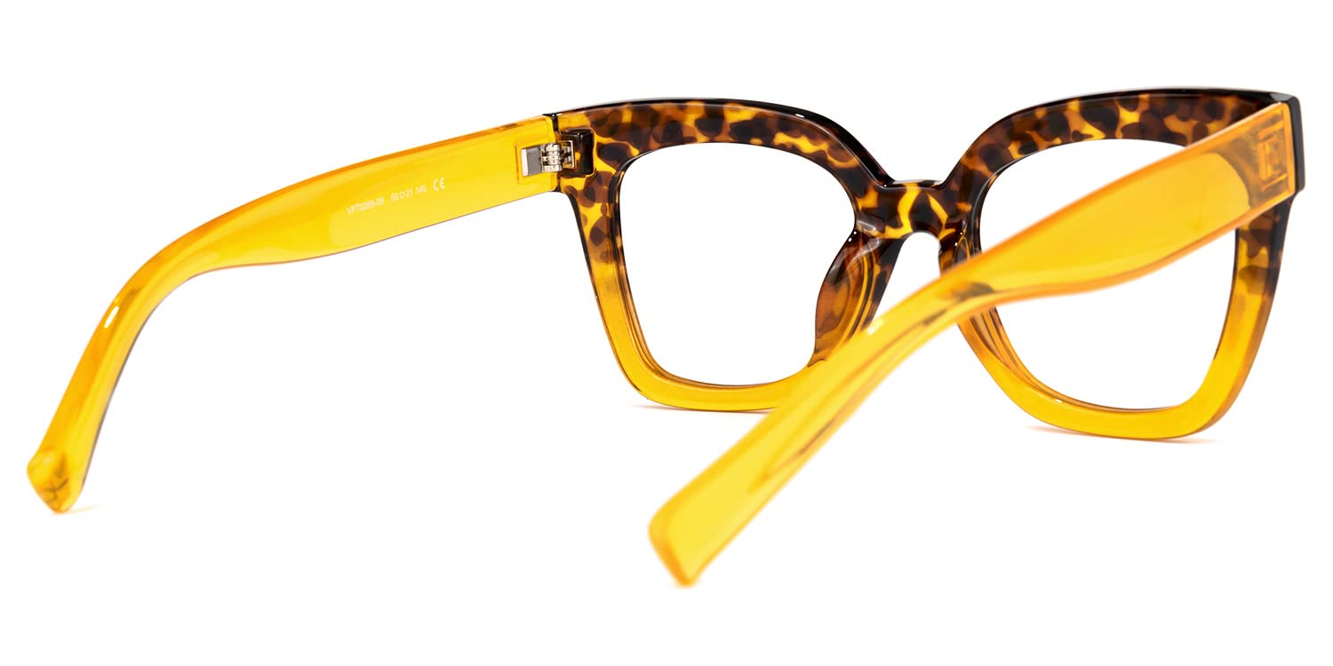 Zeelool Trendy Rectangle Blue Light Blocking Glasses for Women | TR90 Lightweight Eyewear | Malcolm VFT0269 Tortoise Frame with Clear Lens | Perfect for Office Work & Digital Screen Use