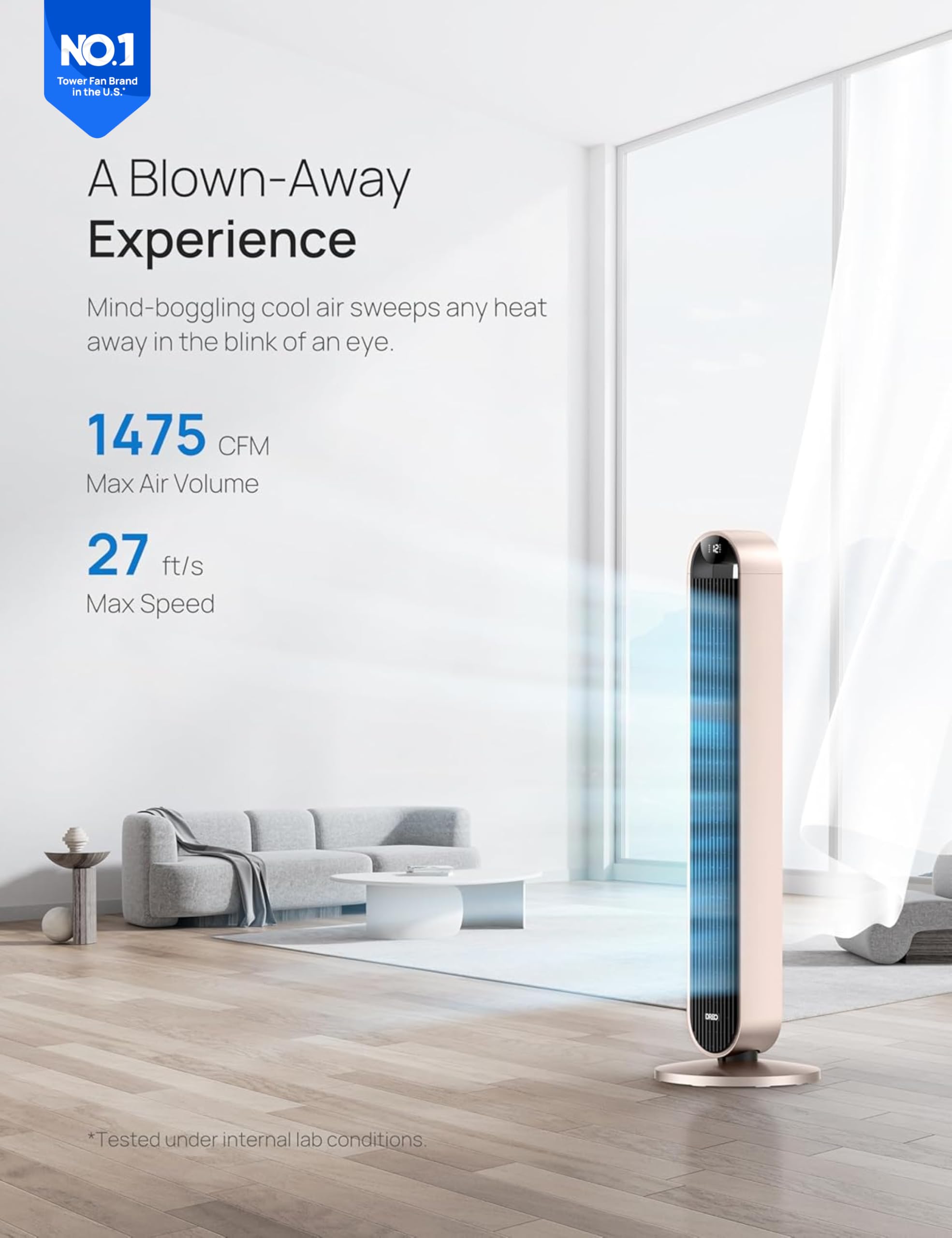 Dreo Smart Tower Fan 42 Inch with Voice Control, 120° Oscillation - Works with Alexa & Google Assistant, 25dB Ultra Quiet DC Bladeless Fan for Bedroom, Office & Home - 12 Speed Settings, Remote & App Control - Perfect for Cooling, Air Circulation & White Noise Sleep Aid