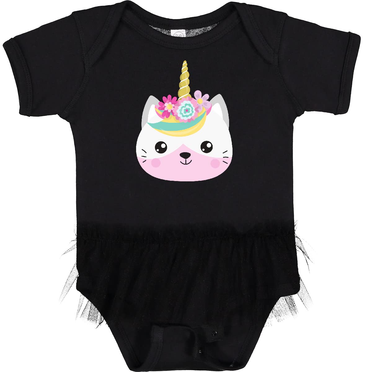 Inktastic Unicorn Cat & Floral Print Infant Tutu Bodysuit - Cute Kitty Outfit for Baby Girls | Perfect for Photoshoots, Birthday Parties & Special Occasions