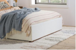 Tay White Boucle Bed Frame - Modern Upholstered Platform Bed with Solid Wood Legs for Bedroom, Guest Room & Dorm