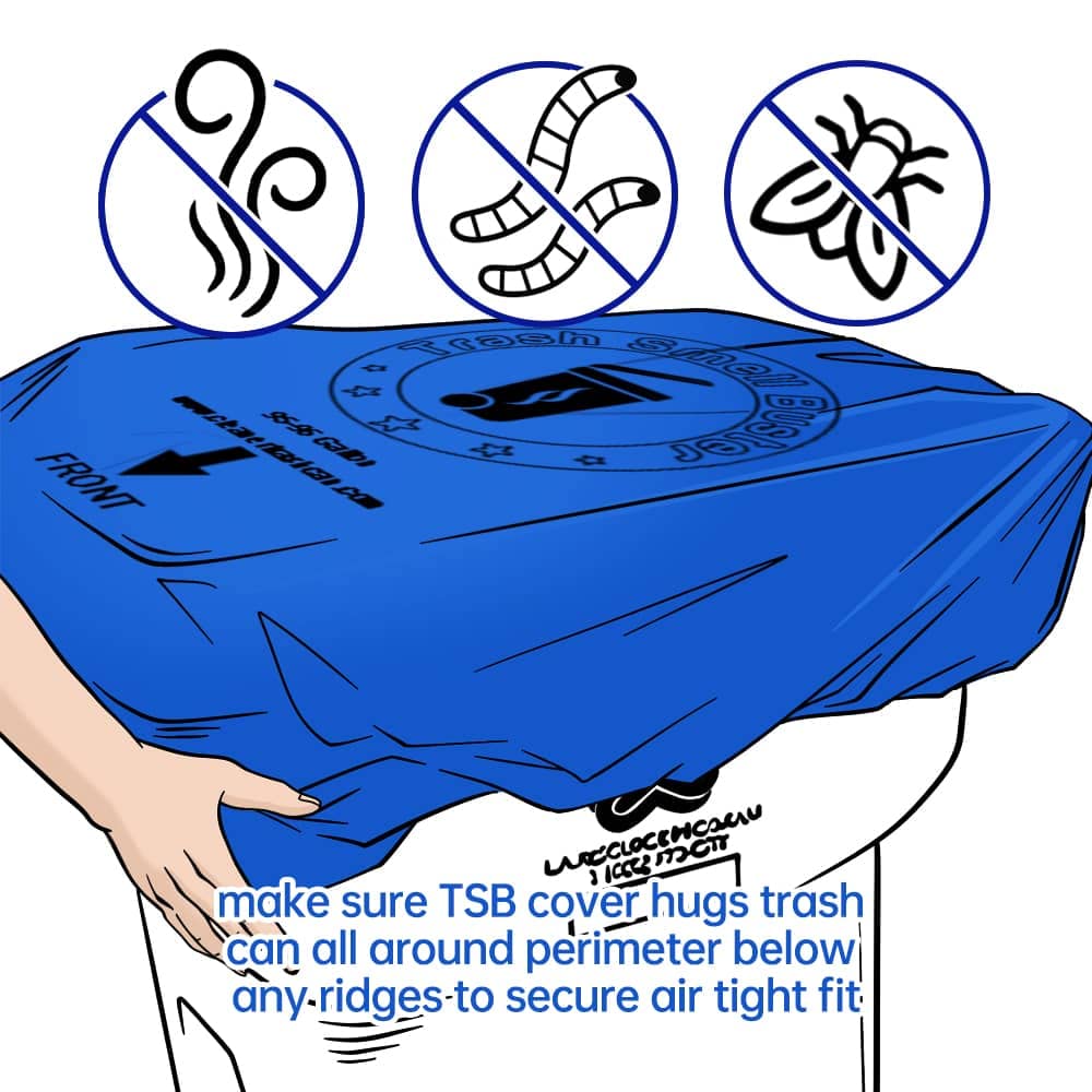 64 Gallon Odor Eliminating Trash Can Cover with Elastic Rubber Band - Durable & Effective Garbage Bag for Kitchen, Bathroom, Outdoor Use