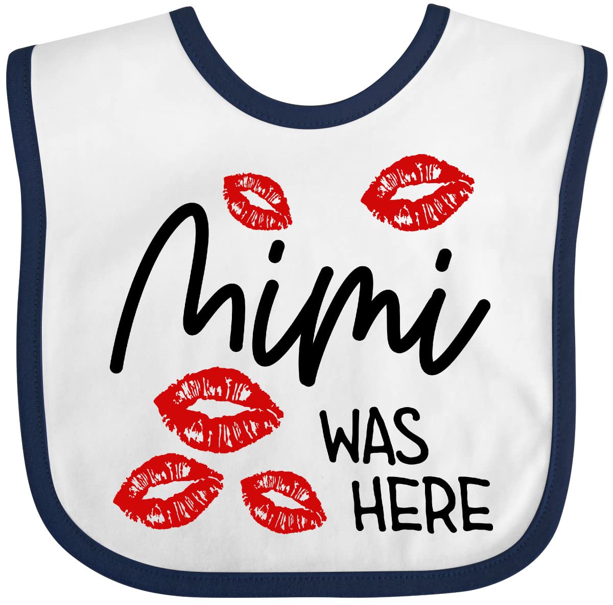 Inktastic Mimi Was Here Red Kisses Baby Bib - Soft & Absorbent Drool Bib for Infants & Toddlers - Perfect for Feeding, Teething & Everyday Use
