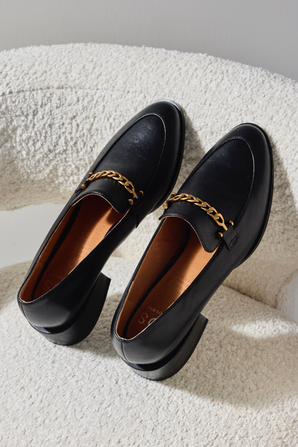 Premium Castella Black Leather Loafers with Gold Chain Detail - Stylish & Comfortable Slip-On Shoes for Men, Perfect for Business Casual, Office Wear & Formal Occasions