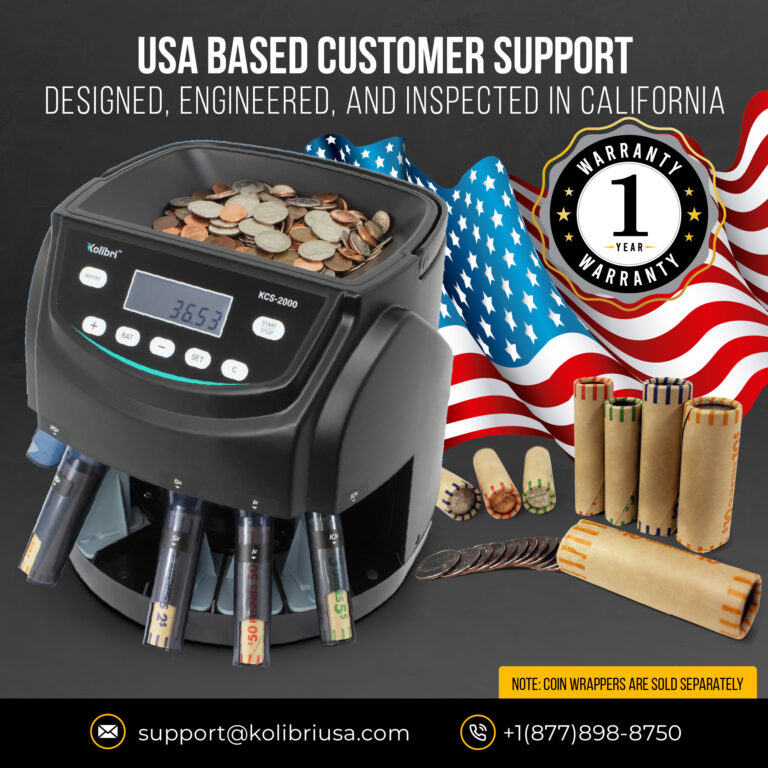 Kolibri KCS 2000 High-Speed Coin Counter and Sorter Machine - Accurate Money Counting for Banks, Retail Stores, and Small Businesses