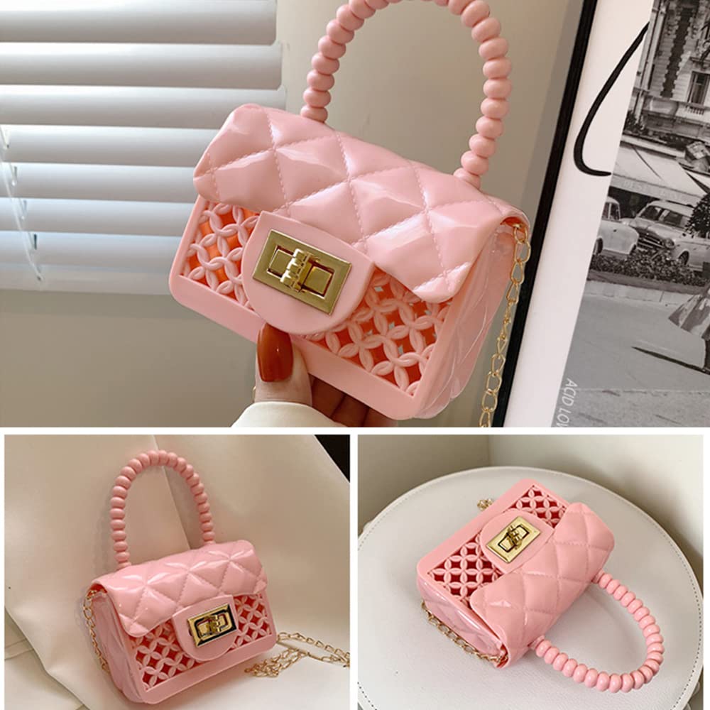 **Pink Silicone Hollow-Out Crossbody Bag for Toddler Girls - Cute Little Handbag, Wallet & Shoulder Purse for Candy, Toys & Daily Use**