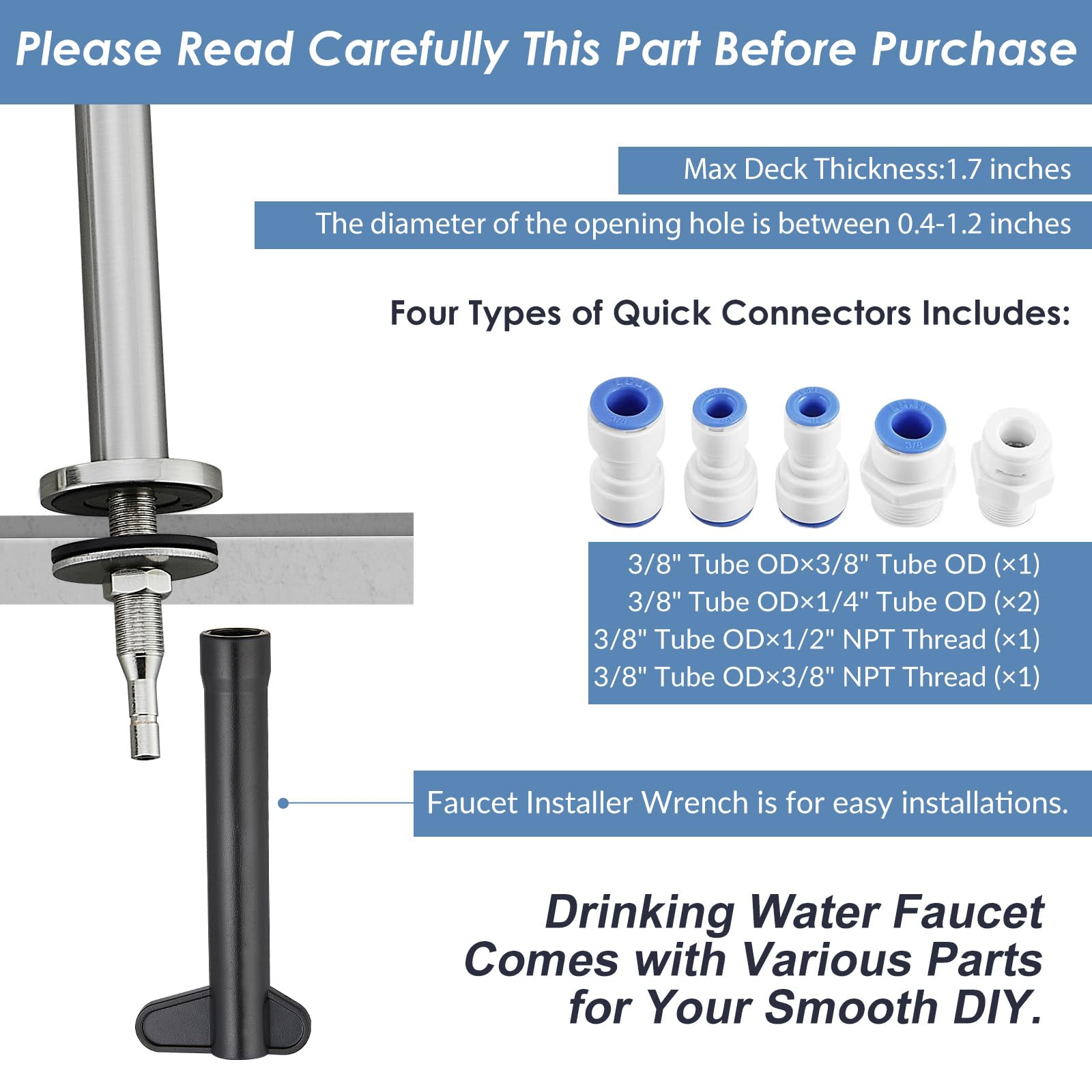 Brushed Nickel RO Faucet for Kitchen Sink - Lead-Free Stainless Steel Reverse Osmosis Drinking Water Faucet | Perfect for Filtered Water Dispensing & Clean Drinking Water