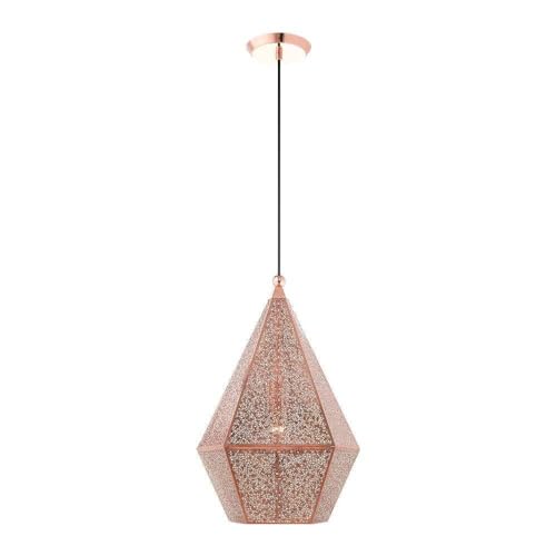 Livex Lighting 48924-86 Modern Rose Gold Single Light Pendant - Perfect for Kitchen Island, Dining Room, or Entryway Lighting