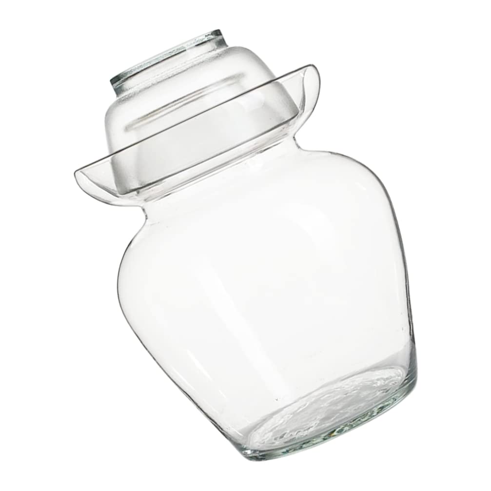 GANAZONO 1pc Glass Kimchi Jar with Airtight Lid - Transparent Fermentation Crock for Pickles, Sauerkraut & Vegetables | Food Storage Container for Kitchen, Pantry & Meal Prep