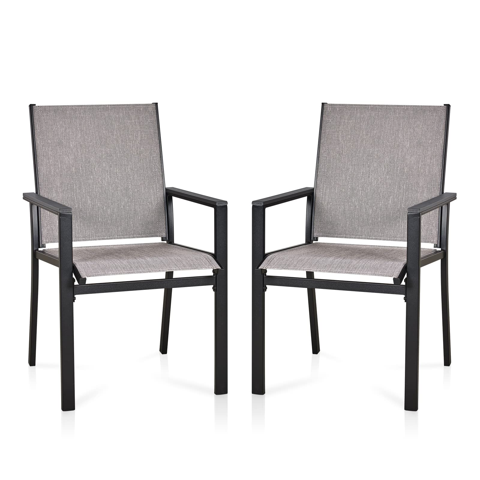 MEOOEM 2-Piece Patio Dining Chairs Set - Textilene Outdoor Chairs with Metal Frame, Weather-Resistant Modern Furniture for Garden, Backyard, Poolside & Deck Use